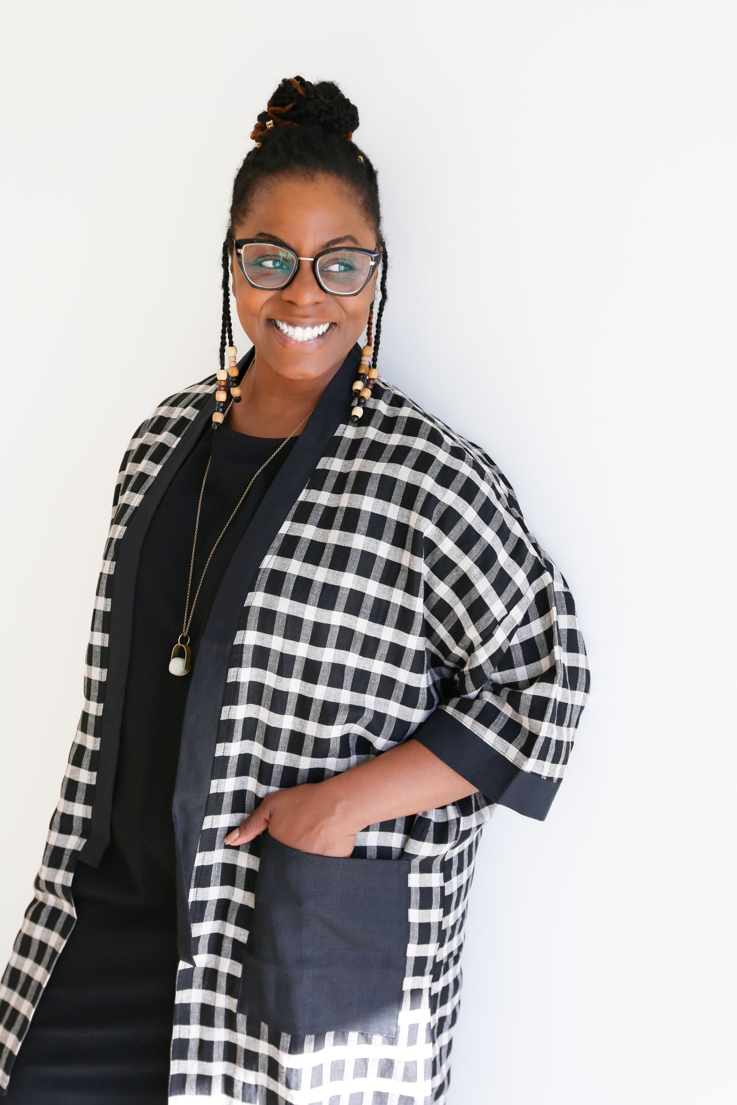 Eva Linen Jacket -Plaid