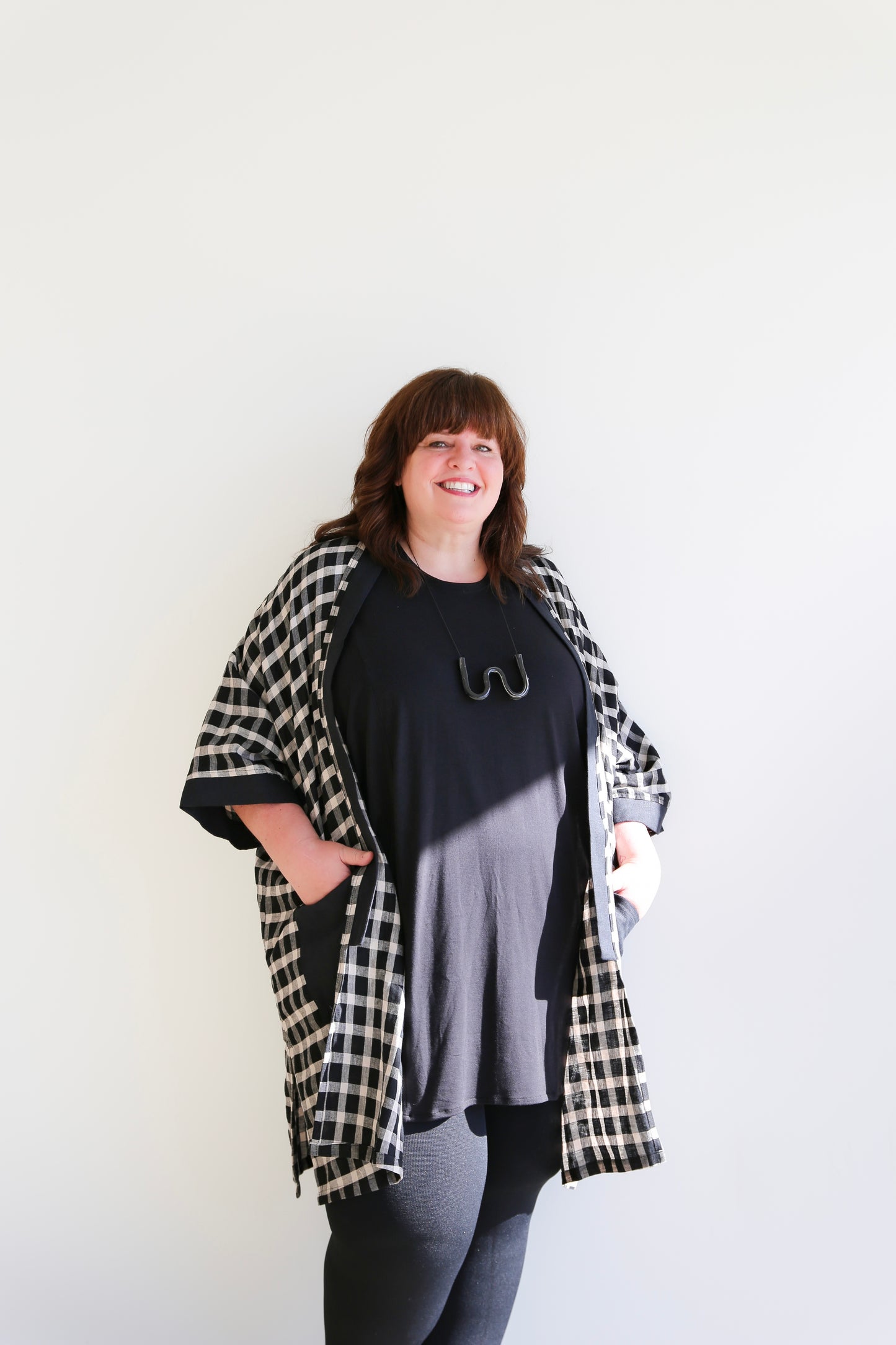 Eva Linen Jacket -Plaid