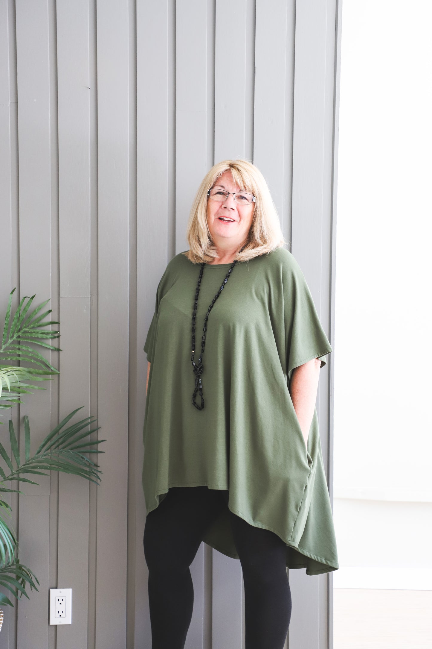 Preloved -Lizzy Long Tunic Top -Moss