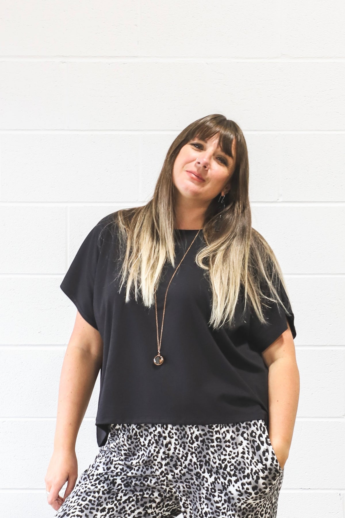 Nita Top -Denim & Black
