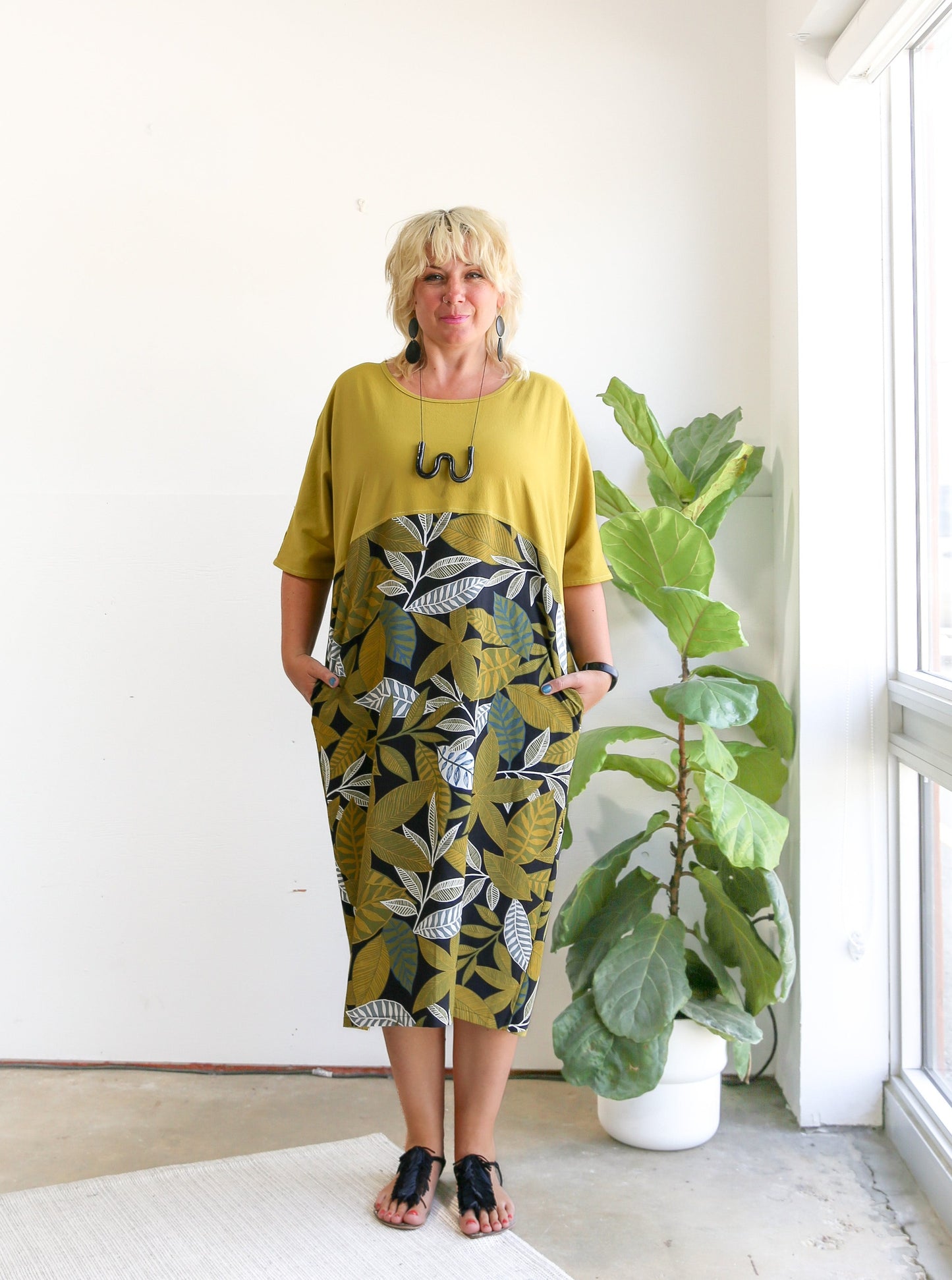 Conny Colour Blocked Dress -Leaf