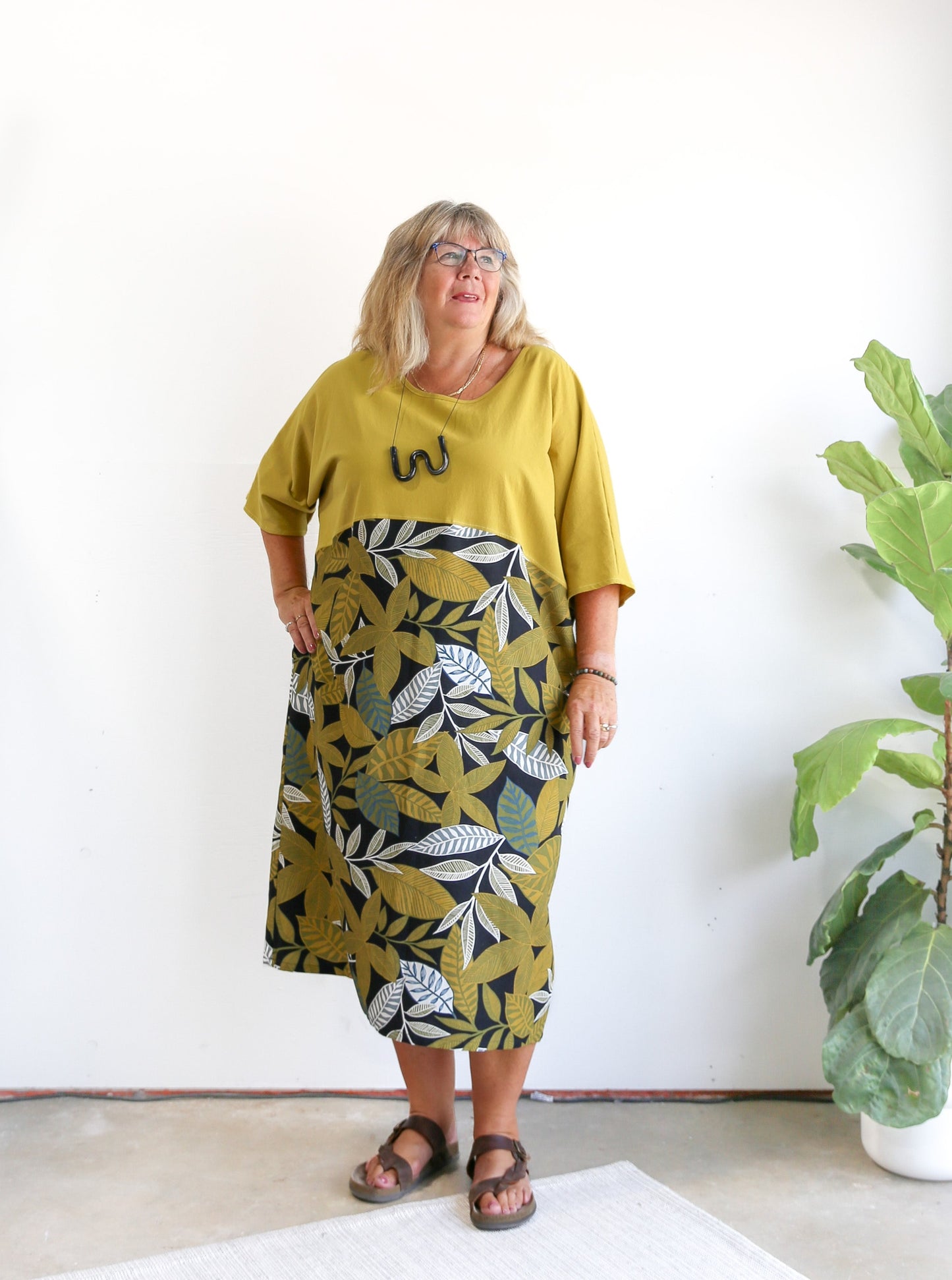 Conny Colour Blocked Dress -Leaf