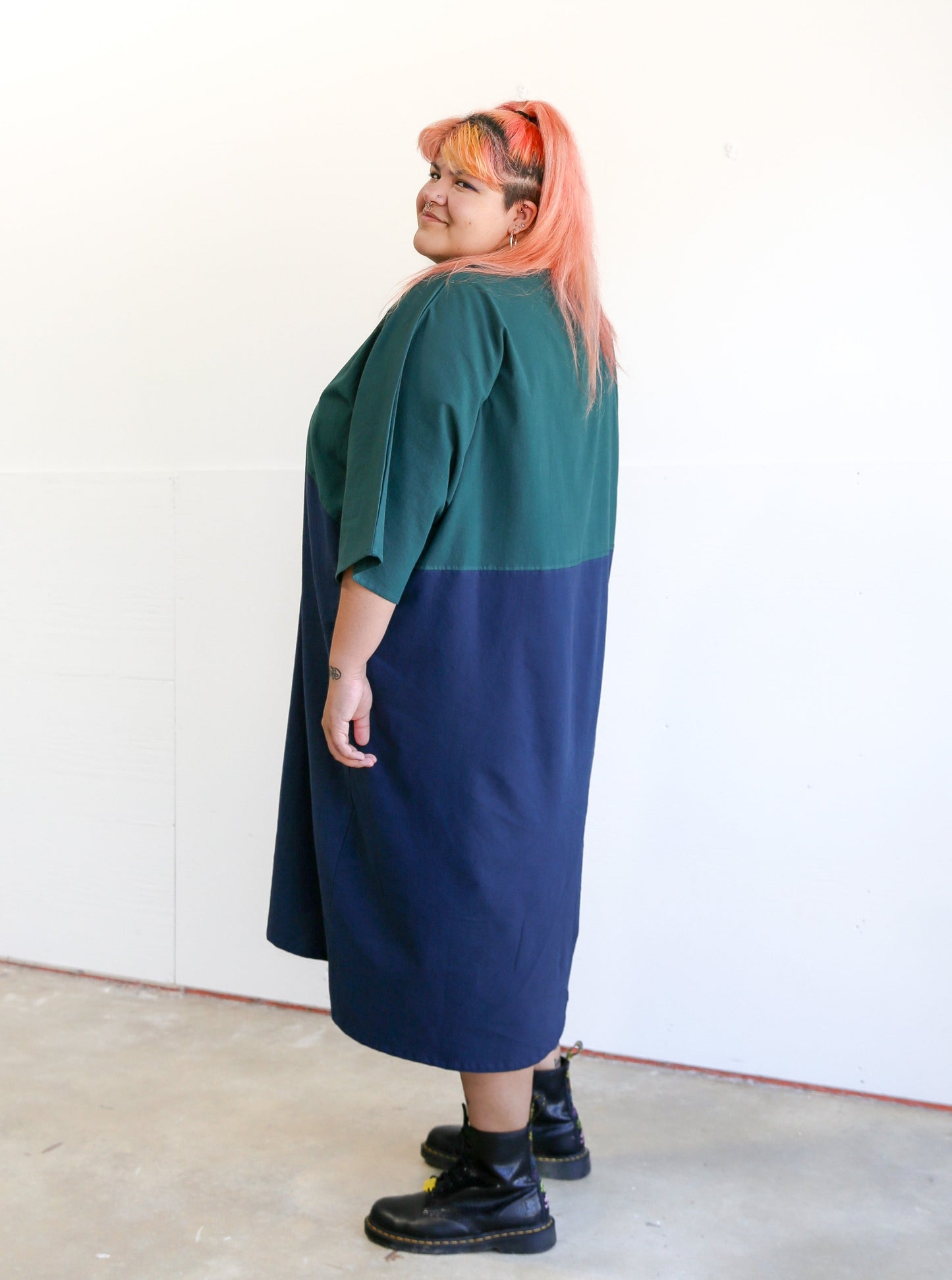 Conny Colour Blocked Dress -Pine & Navy