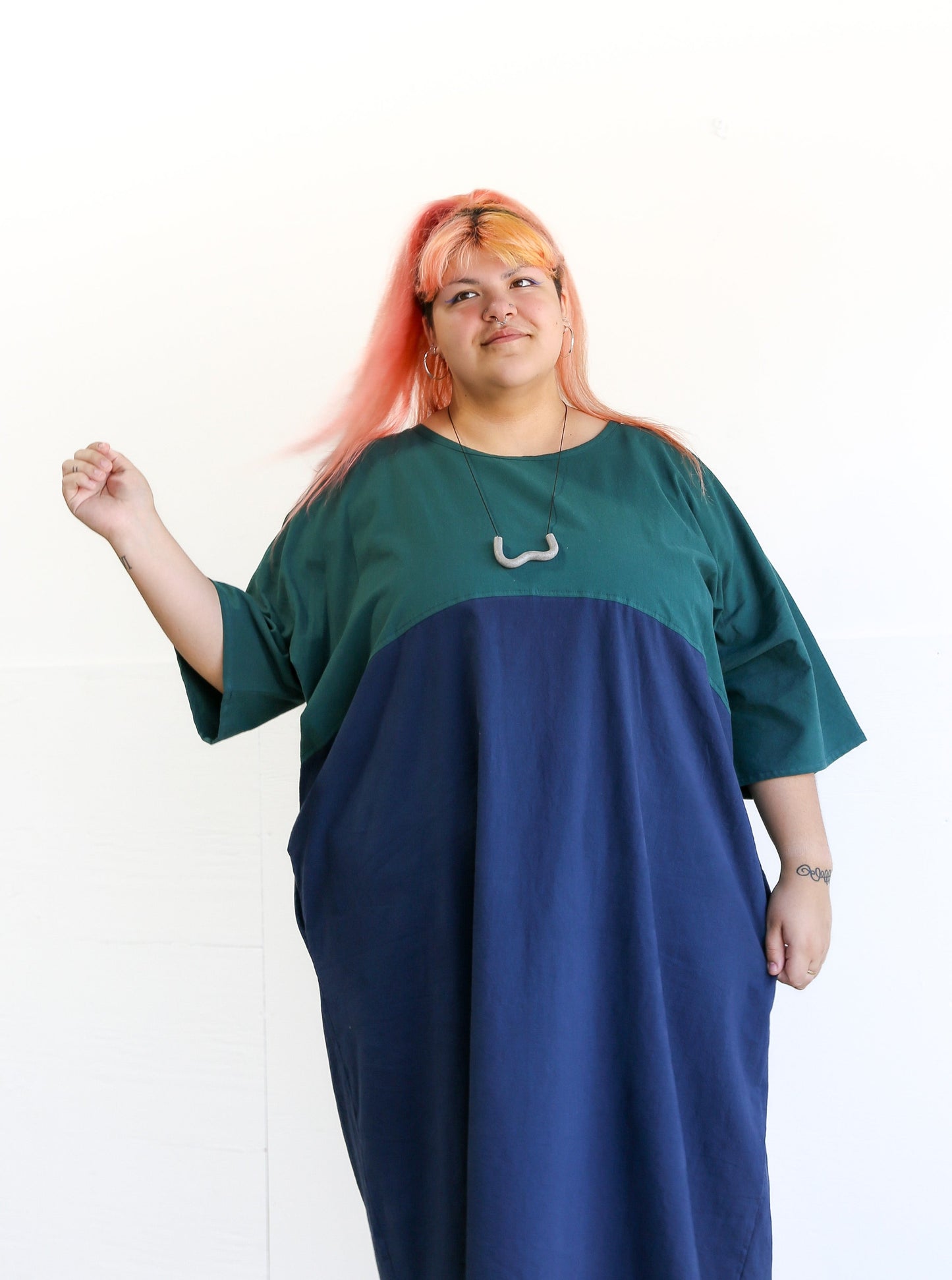 Conny Colour Blocked Dress -Pine & Navy -Size A