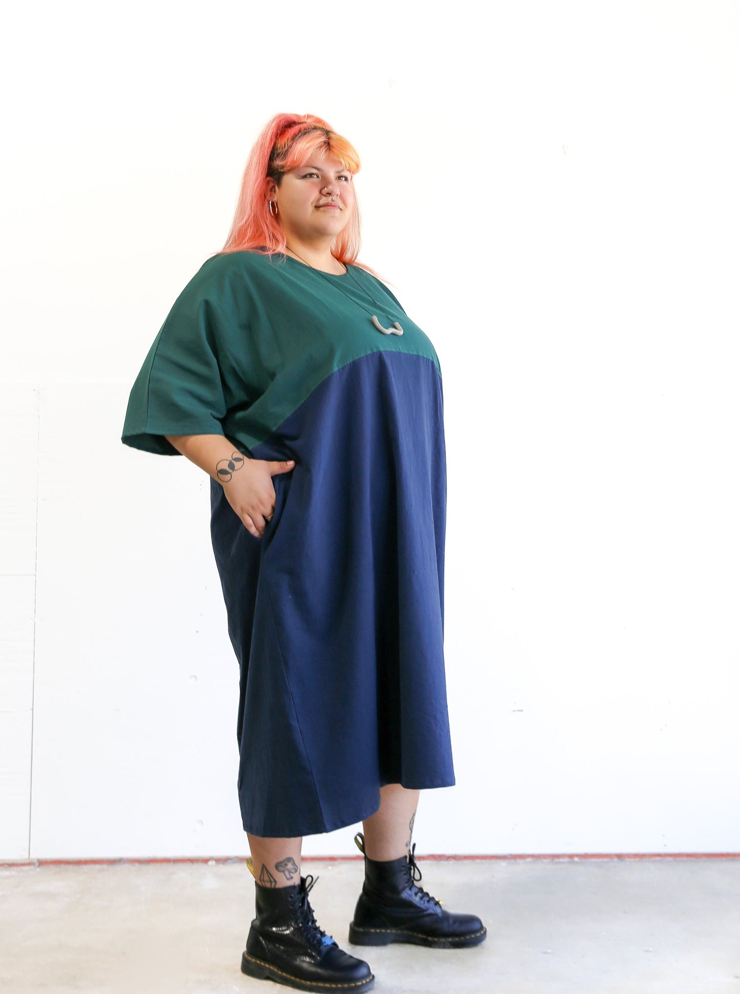 Conny Colour Blocked Dress -Pine & Navy -Size A