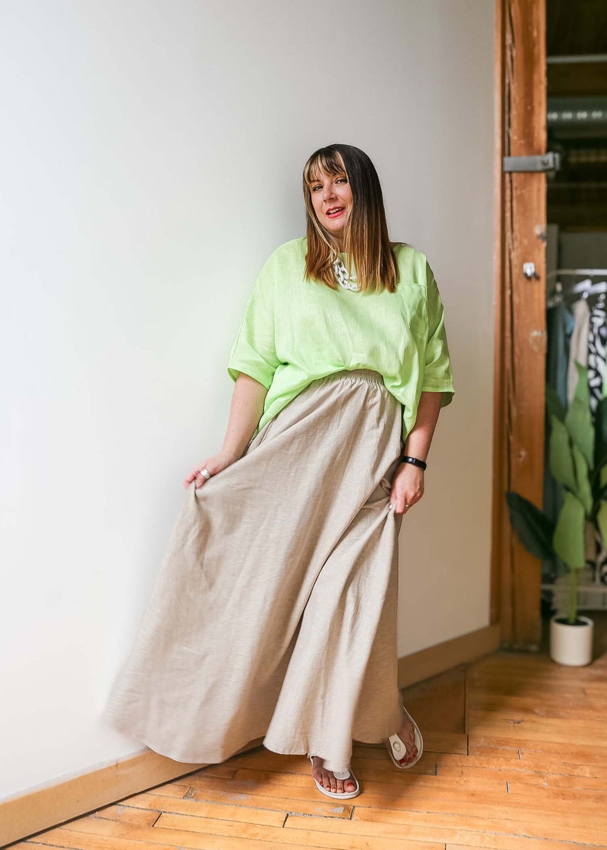 Lesley Long Skirt -Hemp -Sand