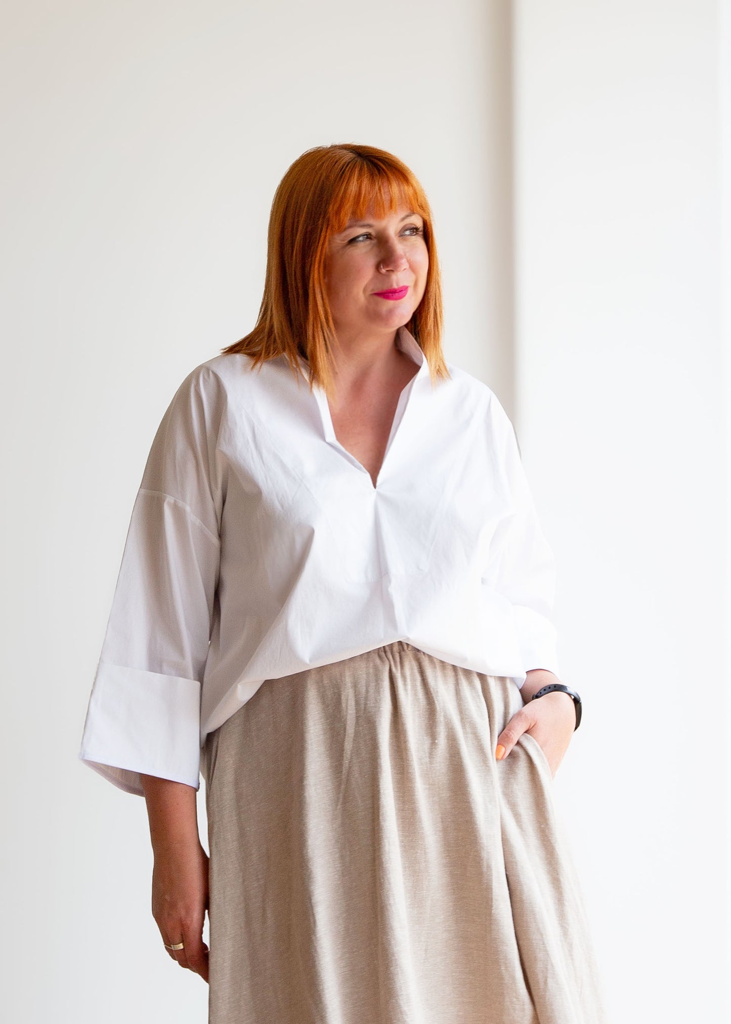 Lianne Collared Shirt -White -Size D