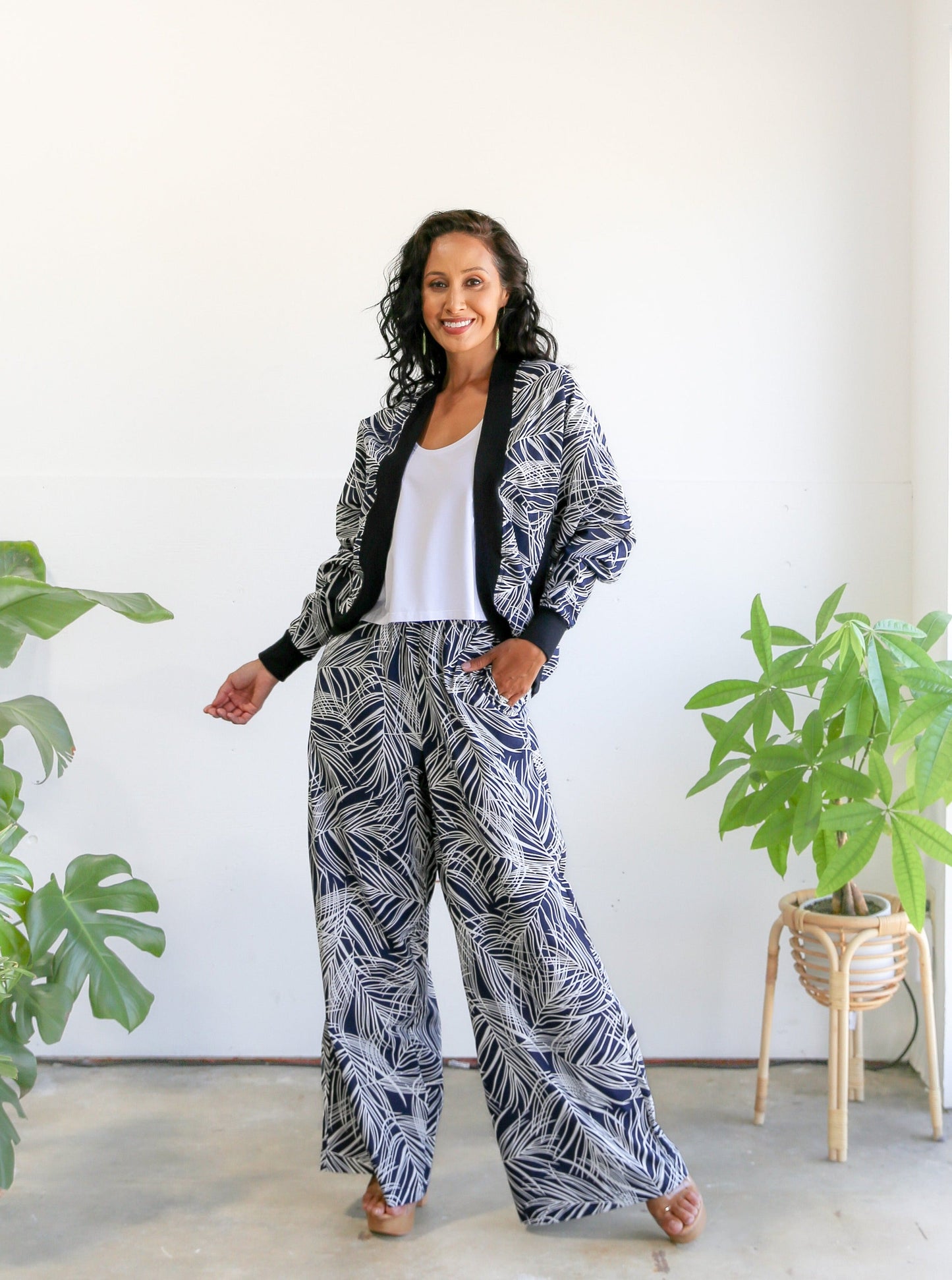 Tanis Bomber Jacket -Palm Print