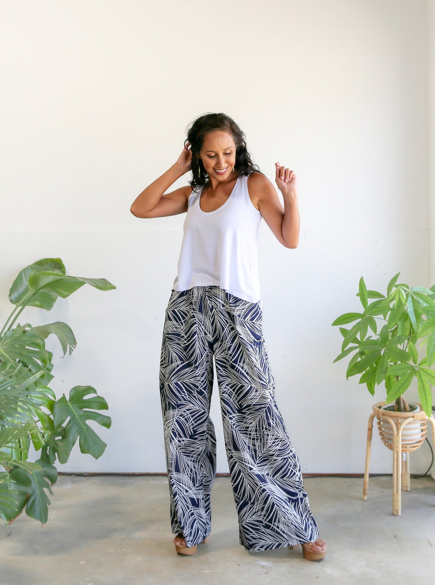 Anna Wide Leg Pants -Palm