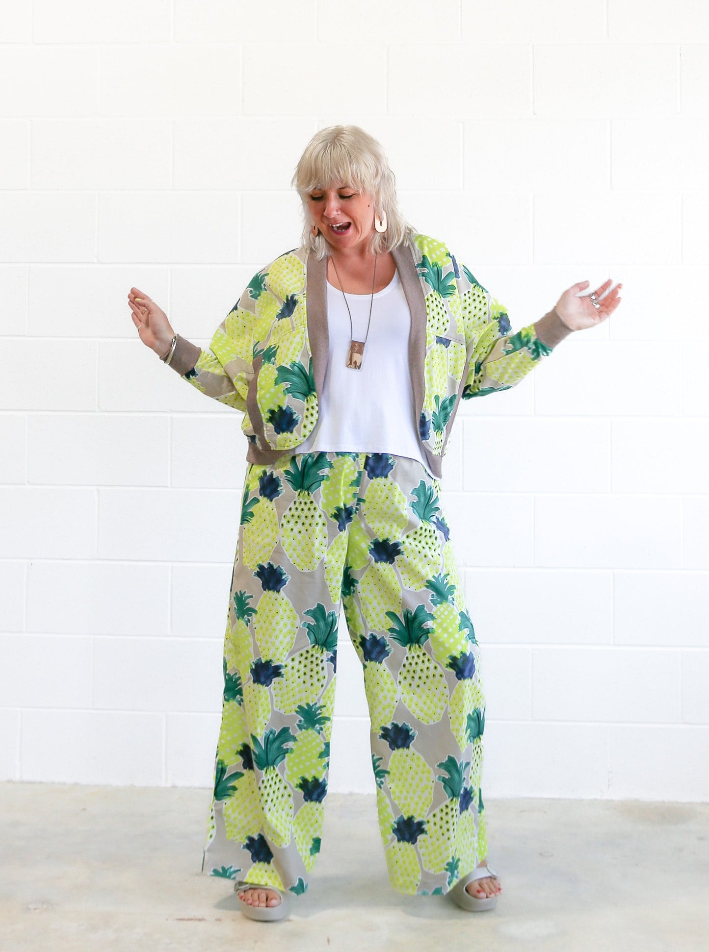 Anna Wide Leg Pants -Pineapple