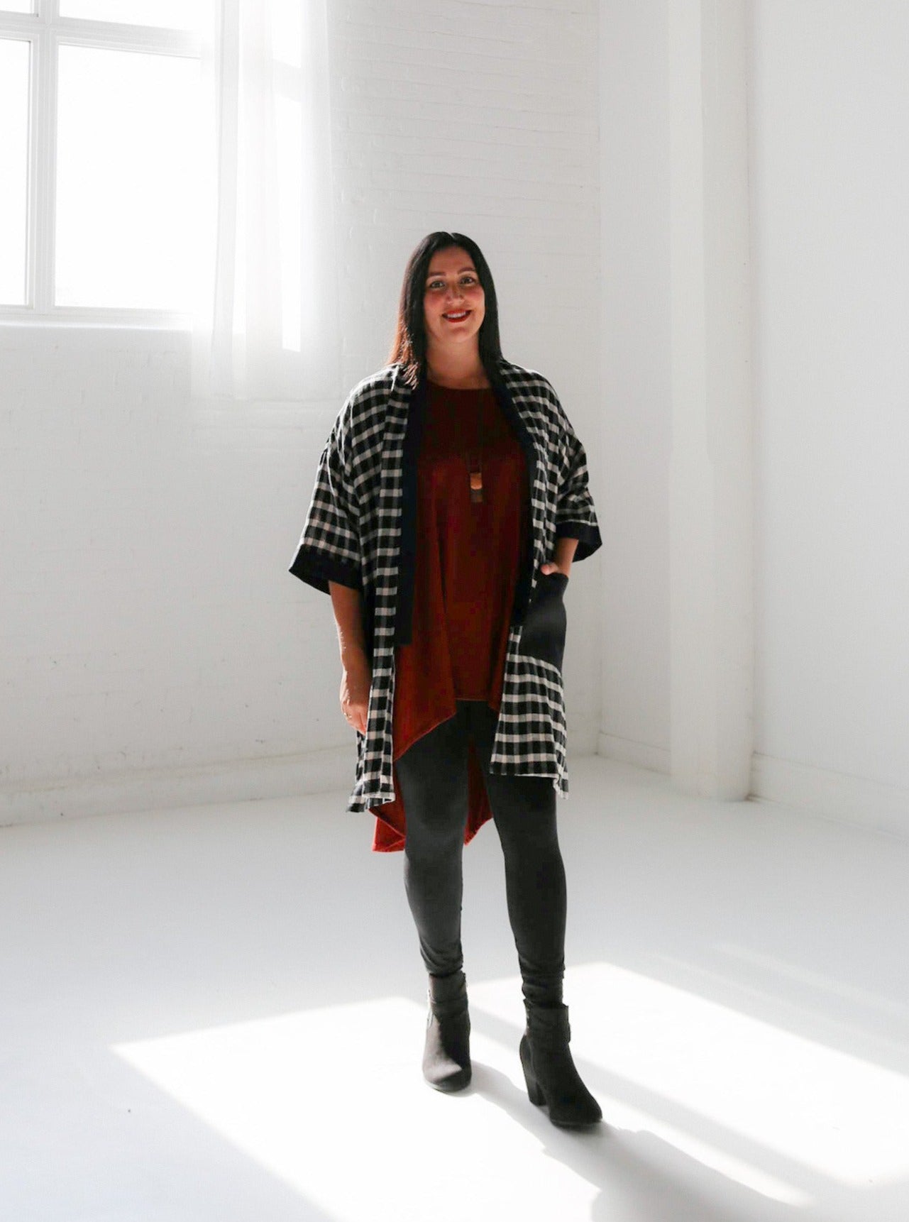 Eva Linen Jacket -Plaid