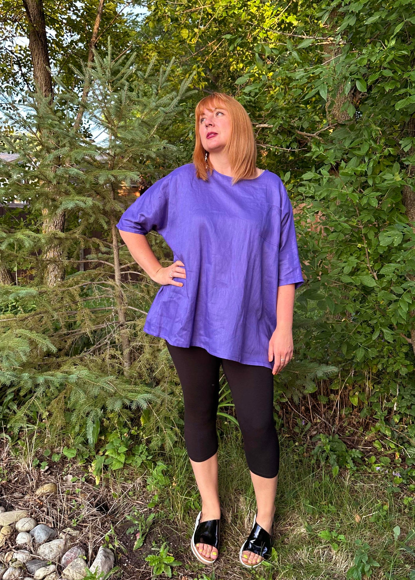 Sandy Linen Tunic -Violet