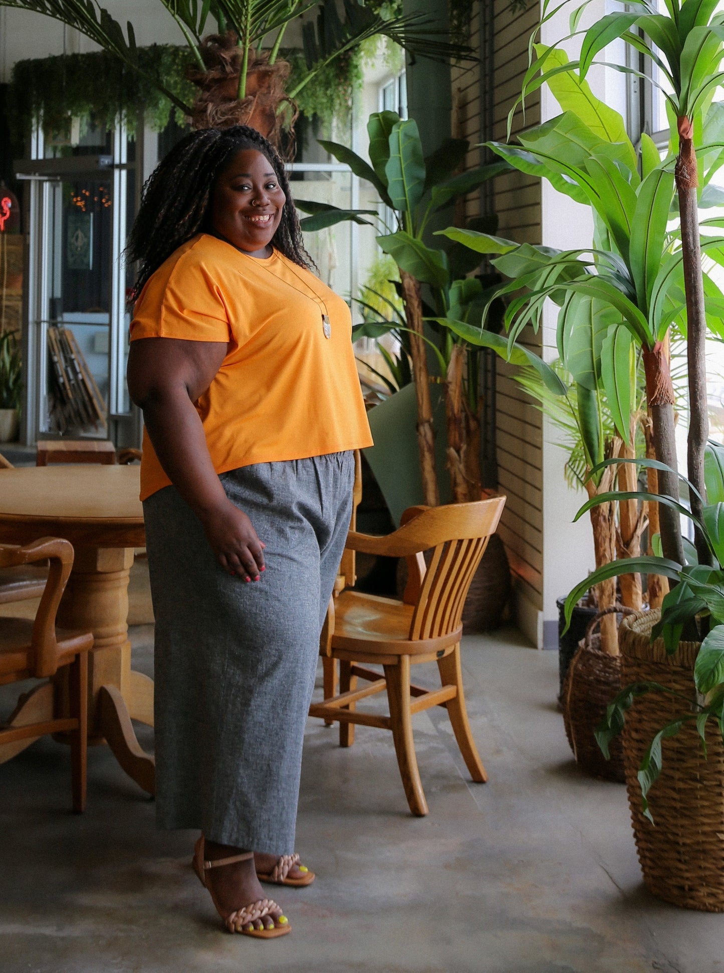 Shannon Wide Leg Crop Pants -Hemp -Charcoal 5X