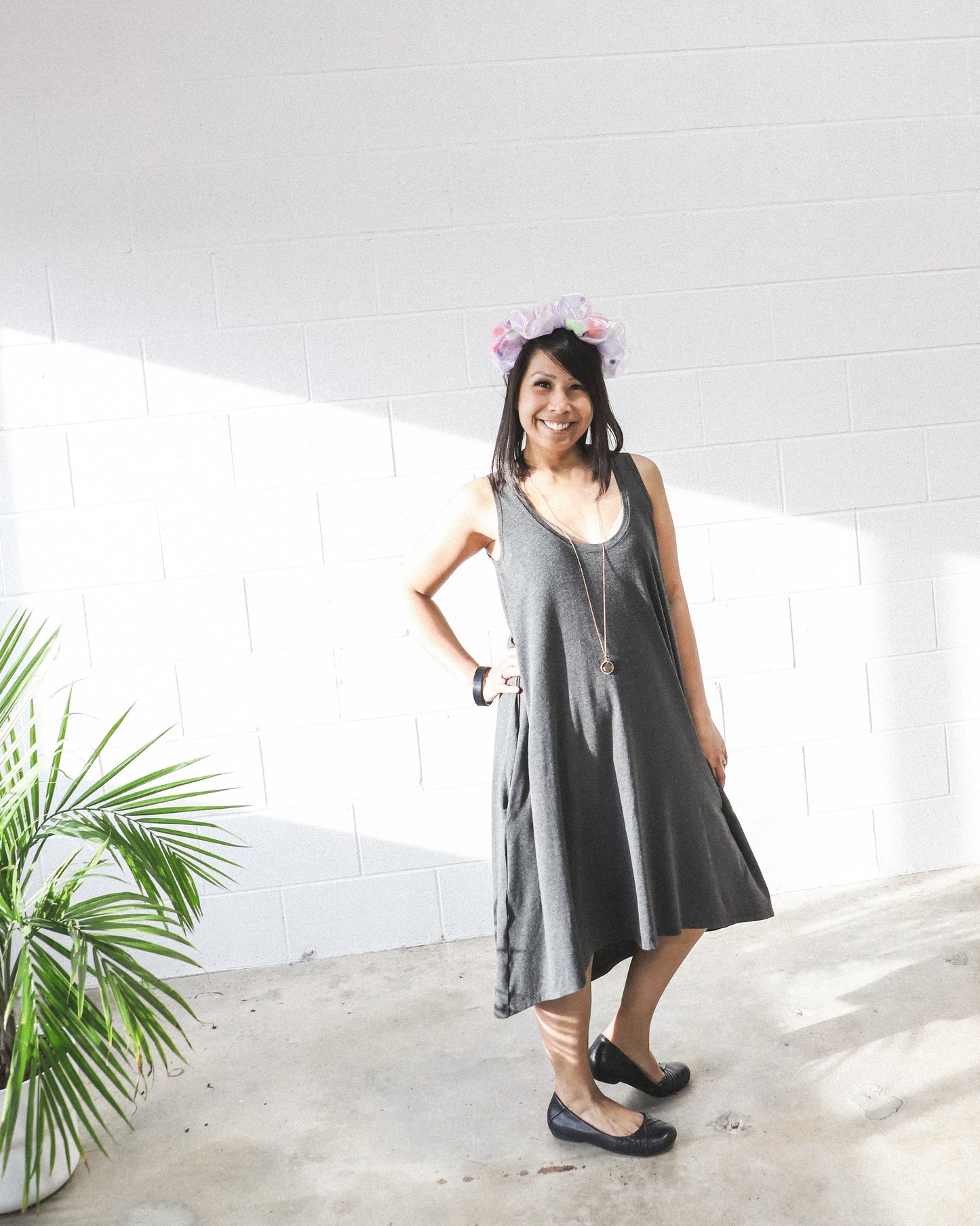 JoAnne Long Tank Dress -Charcoal Size B