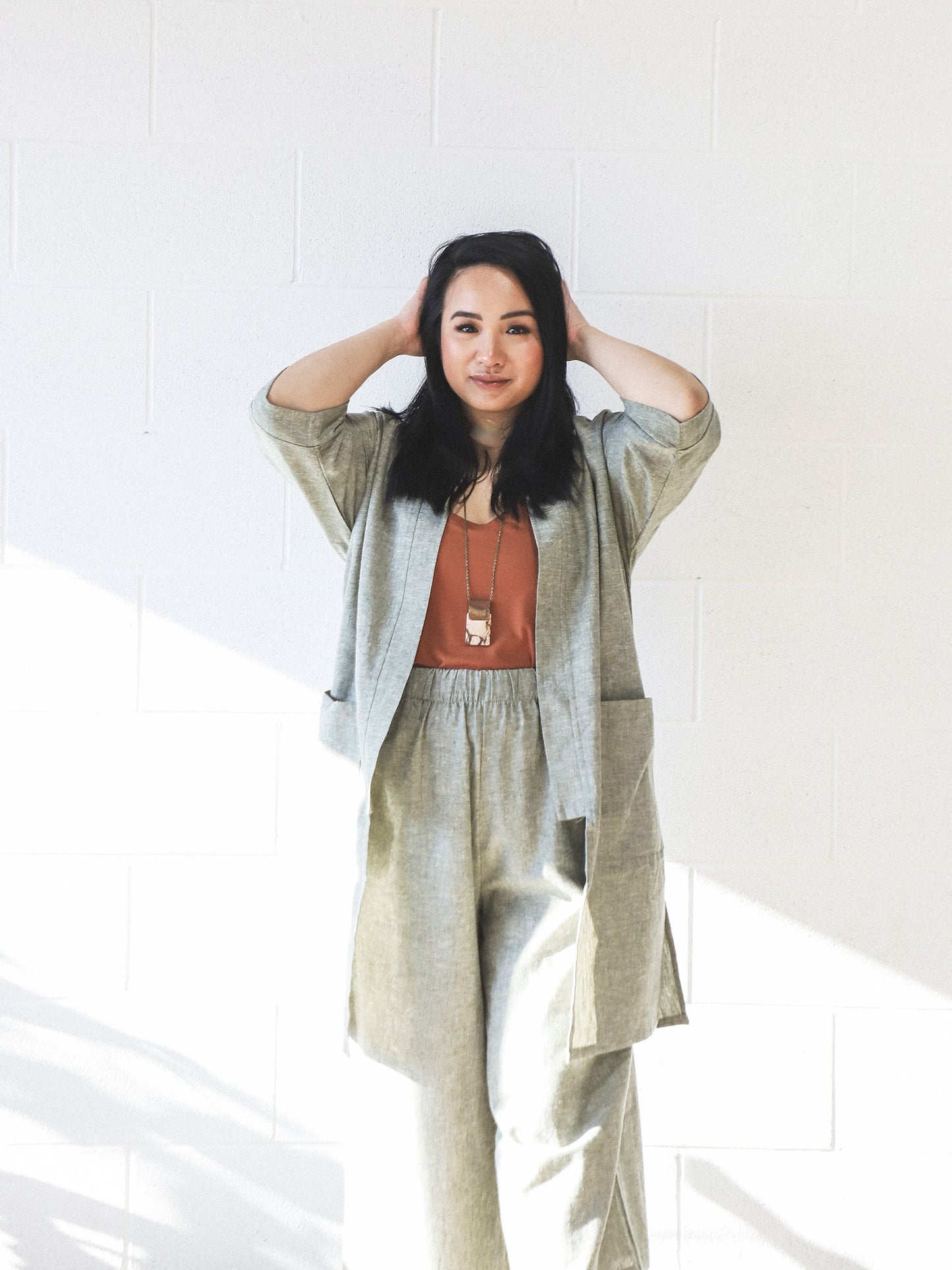 Shannon Wide Leg Crop Pants -Hemp -Light Green