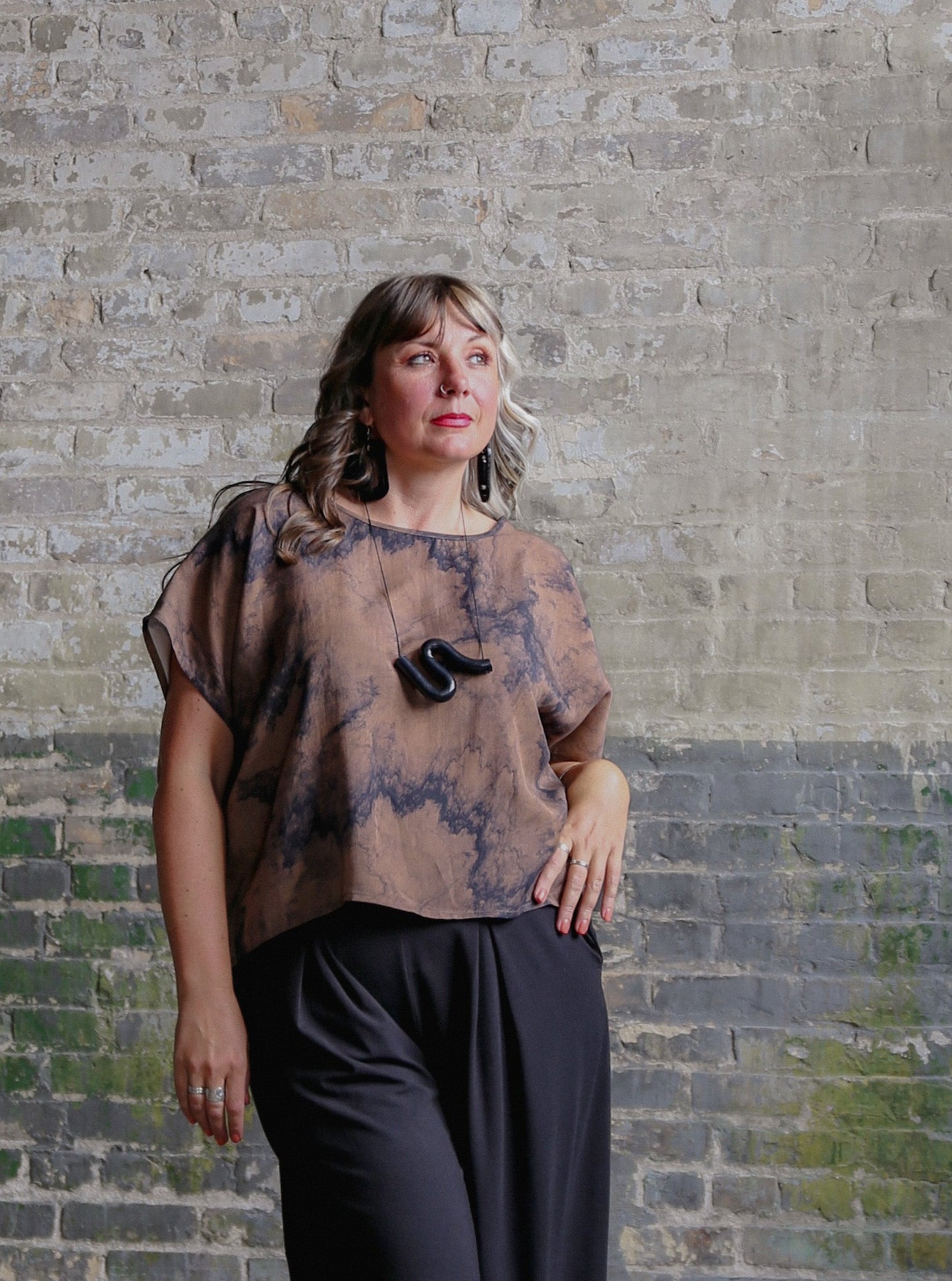 Julie Boxy Top -Watercolour Print