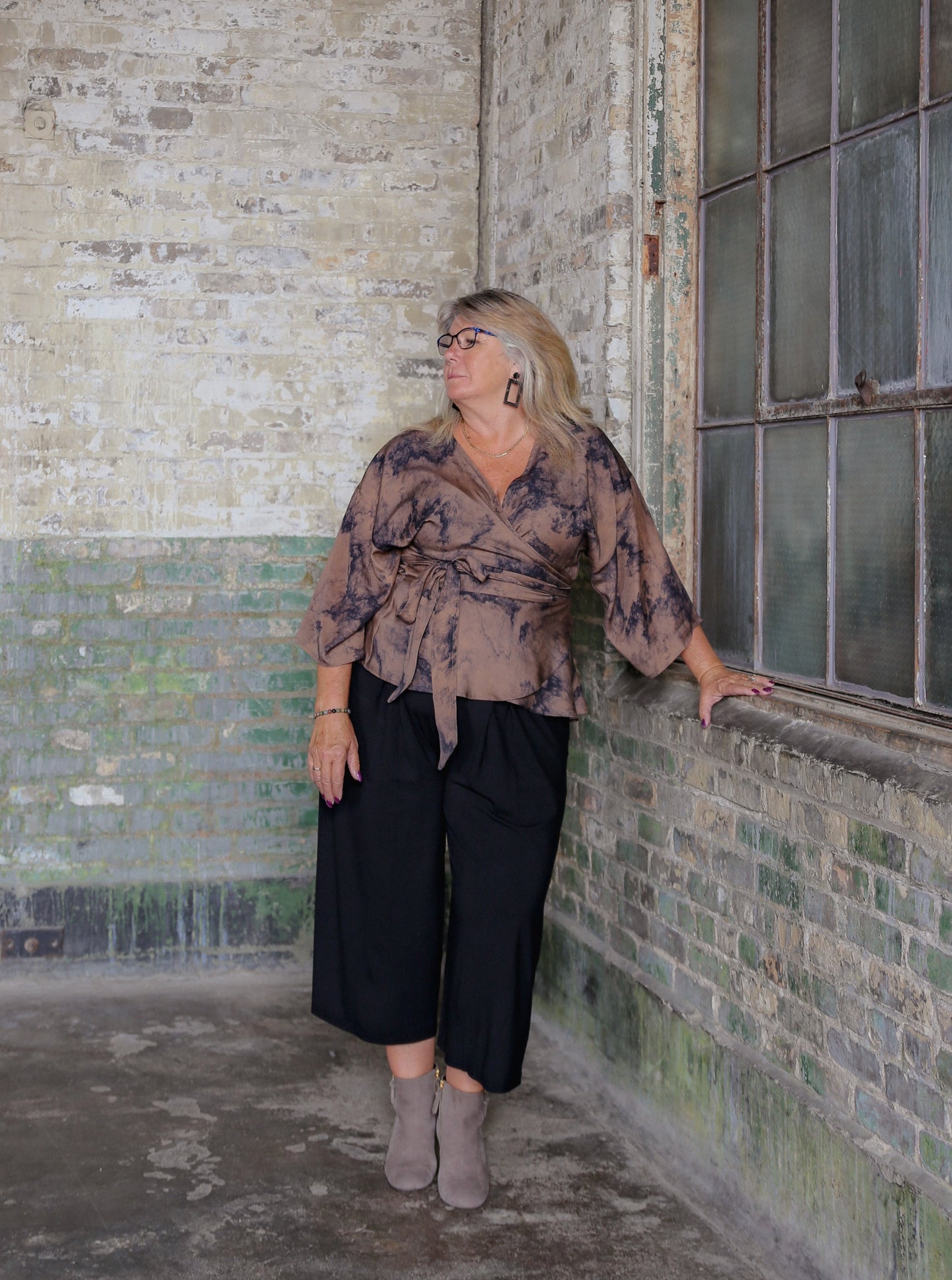 Quinn Wrap Top -Watercolour Print