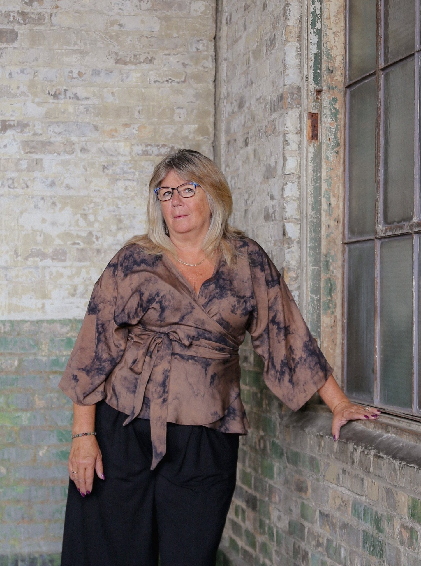 Quinn Wrap Top -Watercolour Print