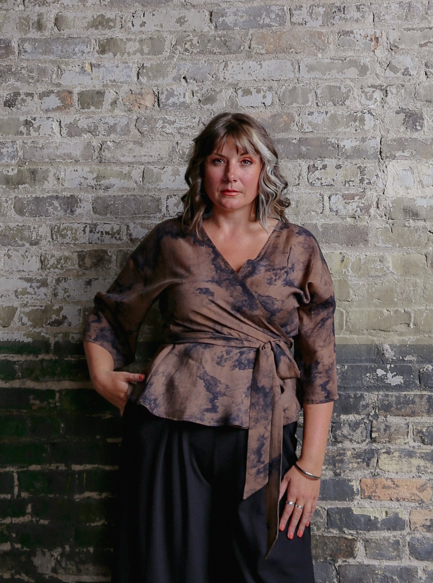 Quinn Wrap Top -Watercolour Print