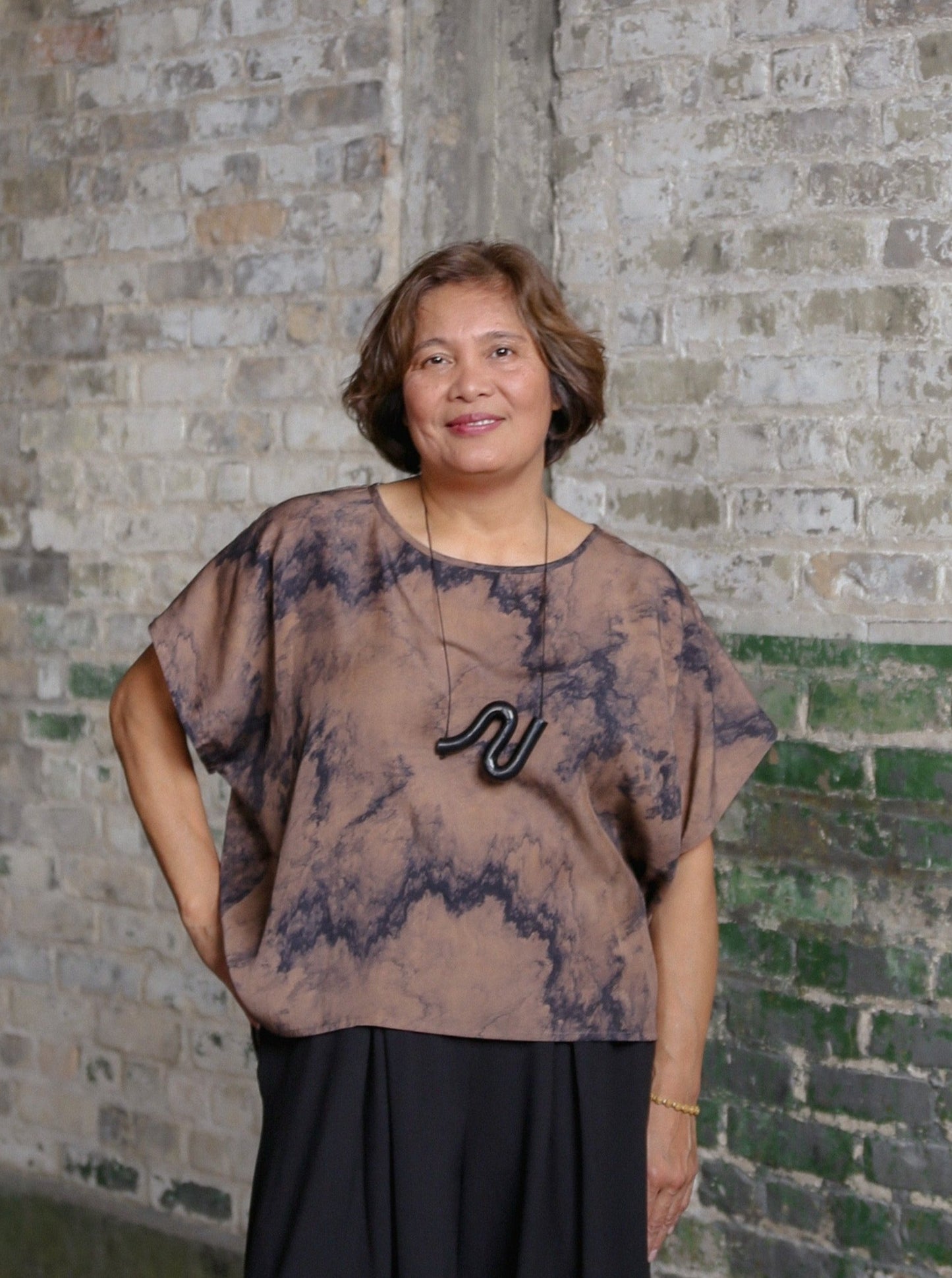 Julie Boxy Top -Watercolour Print