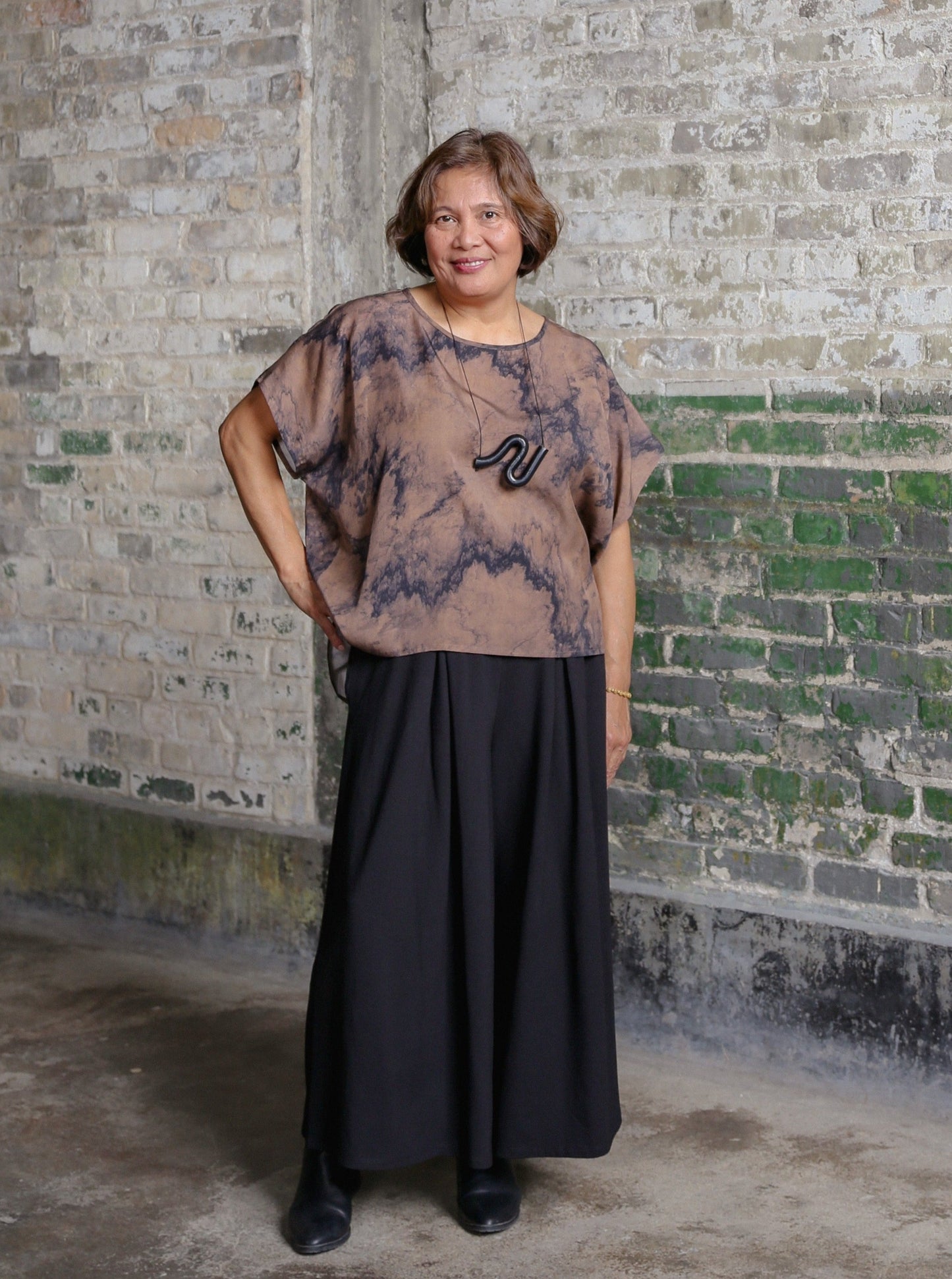 Julie Boxy Top -Watercolour Print