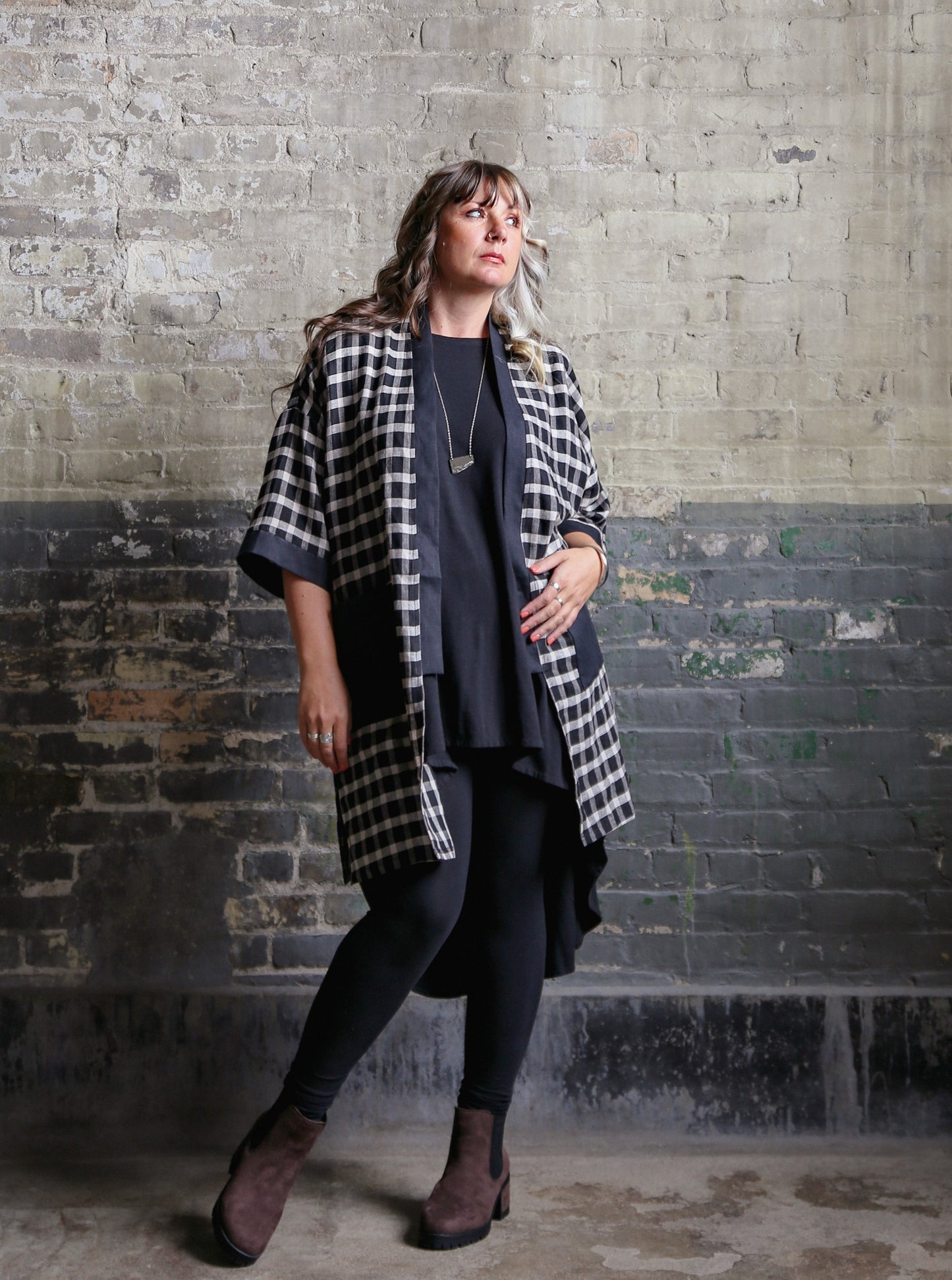 Eva Linen Jacket -Plaid