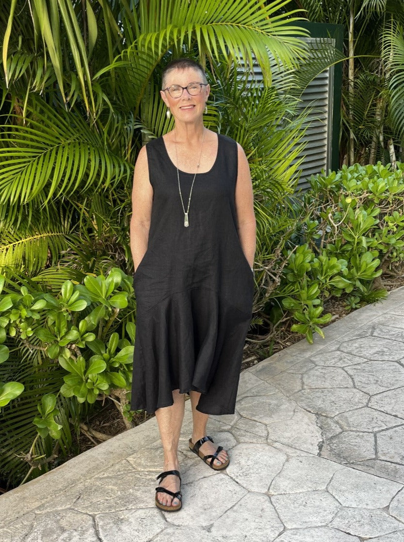 Kathleen Linen Dress -Black Linen