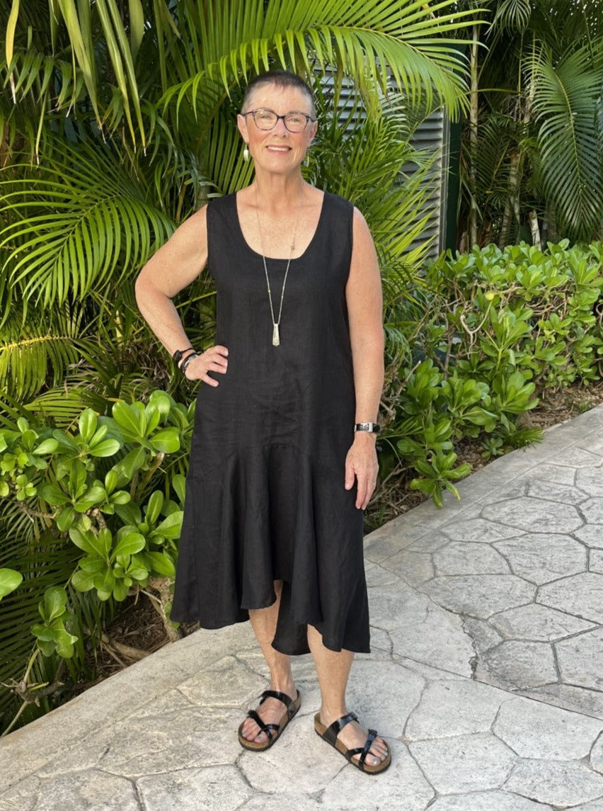 Kathleen Linen Dress -Black Linen
