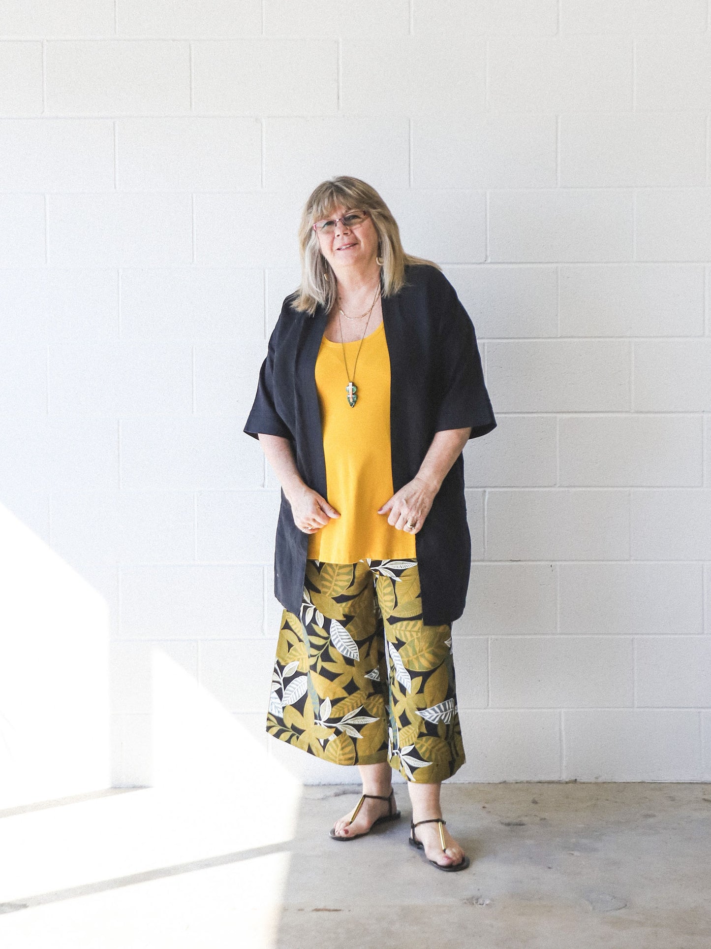 Shannon Wide Leg Crop Pants -Leaf Print -XS & S