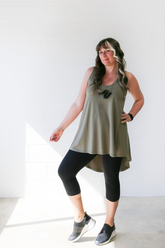 Heidi Long Tank Top -Olive -Size B