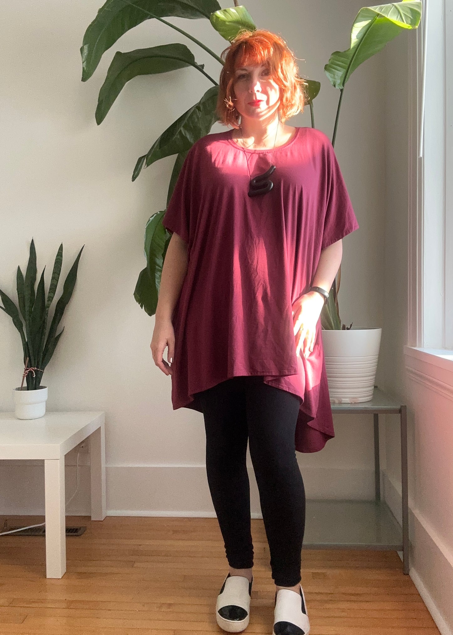 Sample -Lizzy Long Tunic Top -Merlot