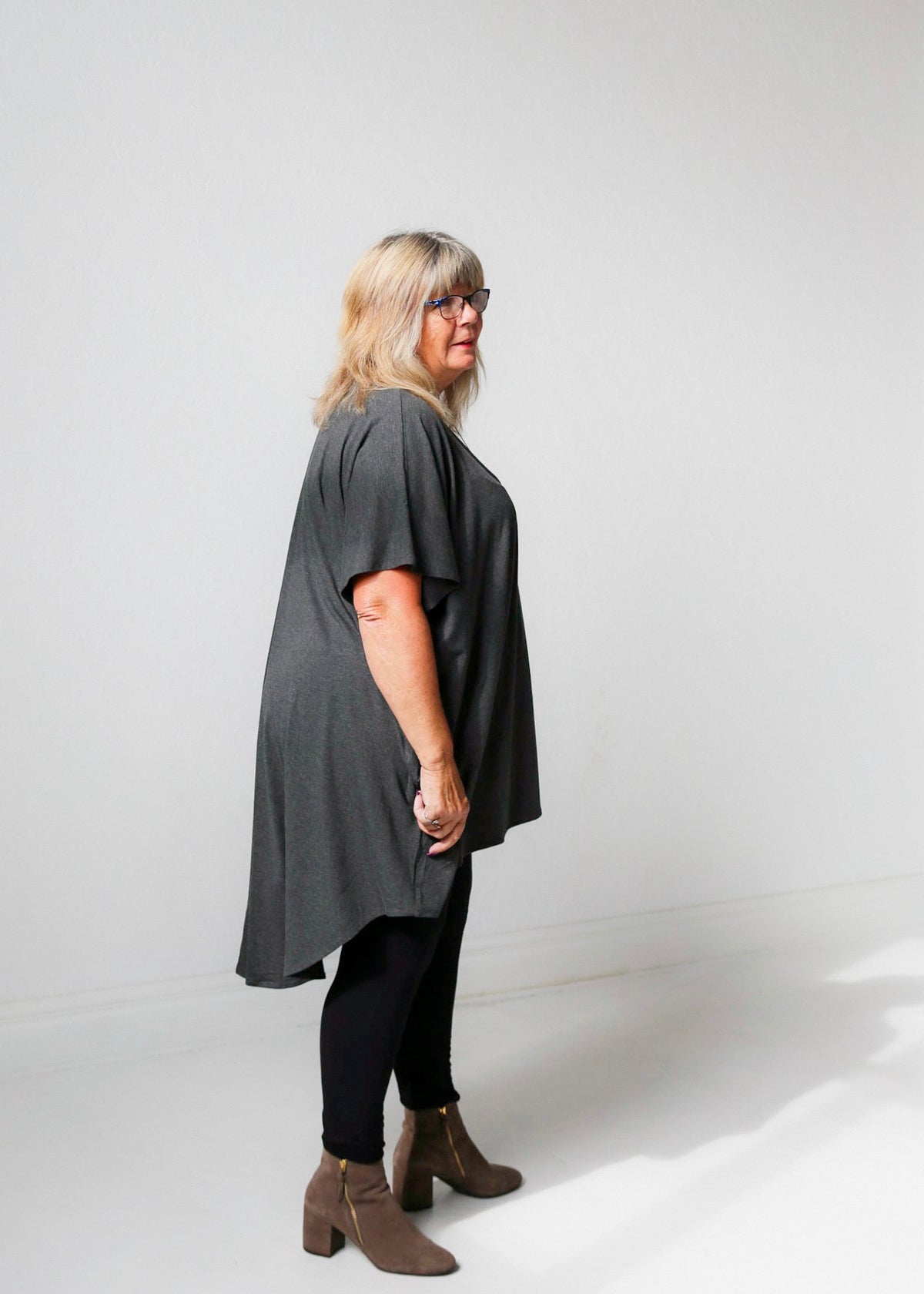 Lizzy Long Tunic Top -Charcoal