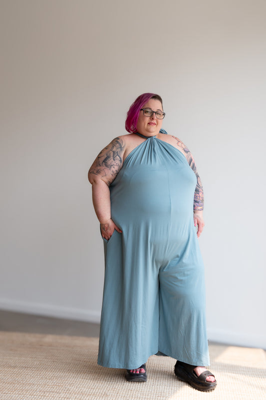Hannah Halter Jumpsuit -Sky Blue