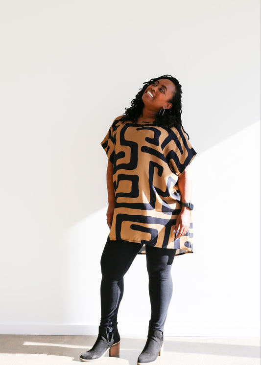 Sheila Tunic Top -Gold & Black -A & B