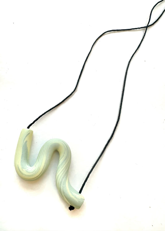 Bare-No-Tools -Necklace *Squiggle Mini *chartreuse & light green swirl