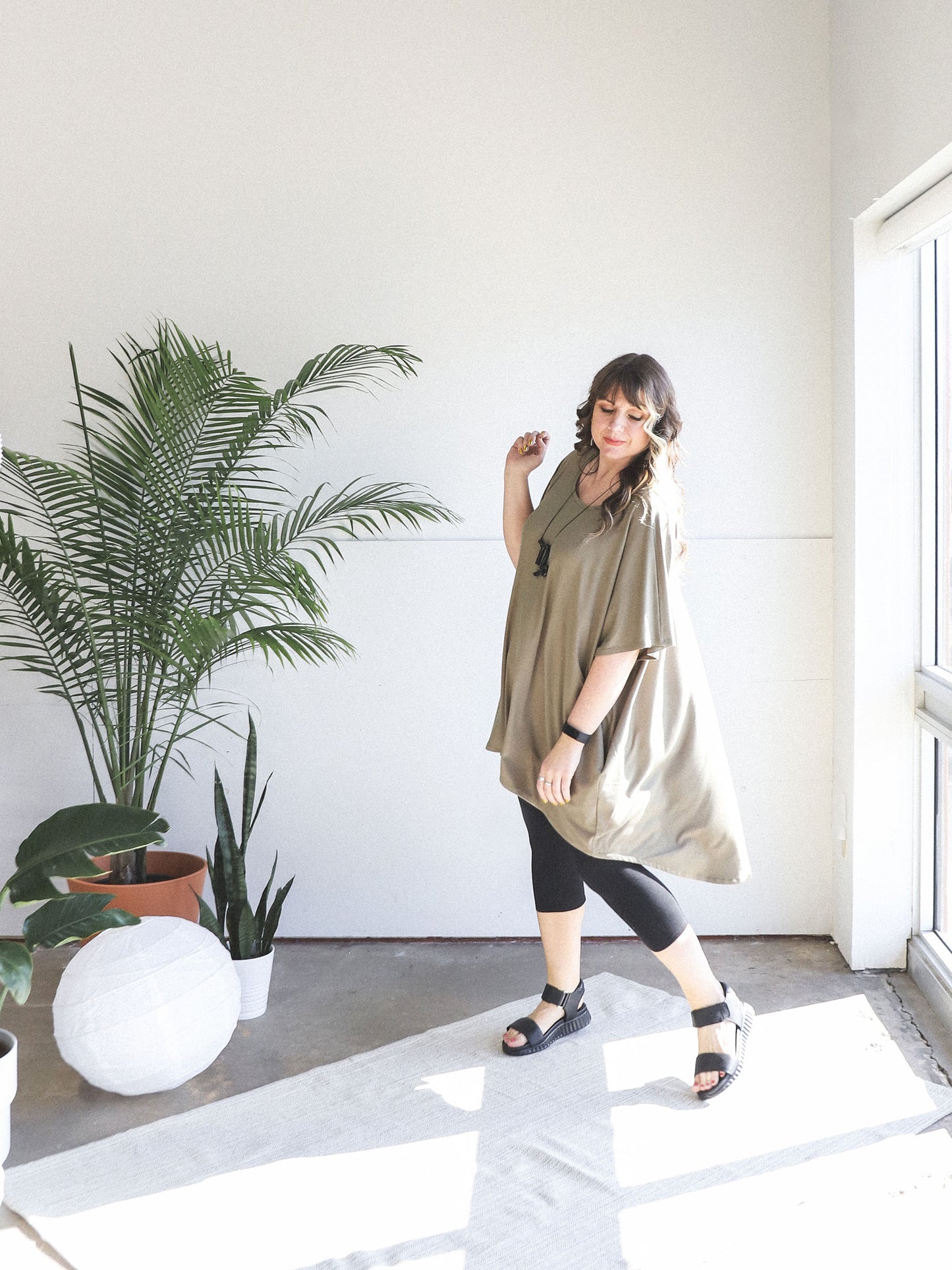 Preloved -Lizzy Long Tunic Top -Olive