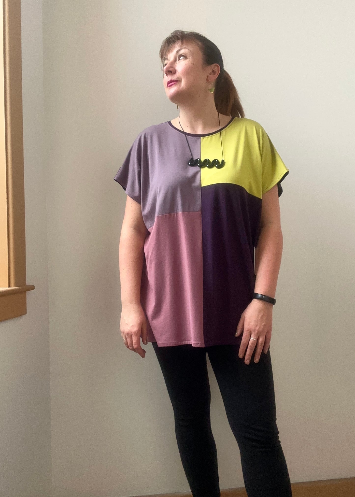 Zero Waste -Leila Tunic -Chartreuse & Purples