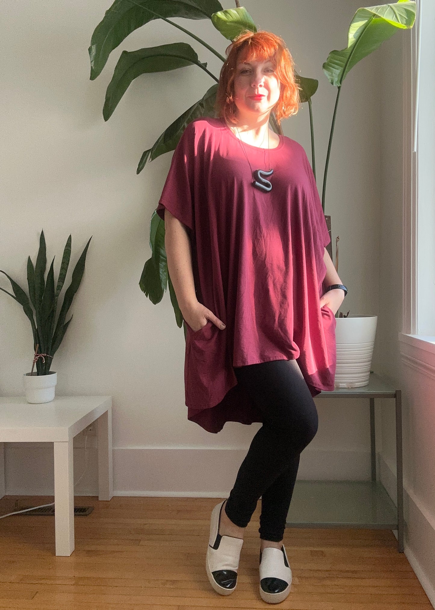 Sample -Lizzy Long Tunic Top -Merlot