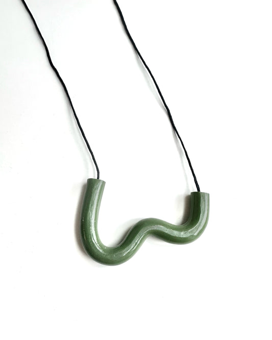 Bare-No-Tools -Necklace -Swish Swoop *Olive Green