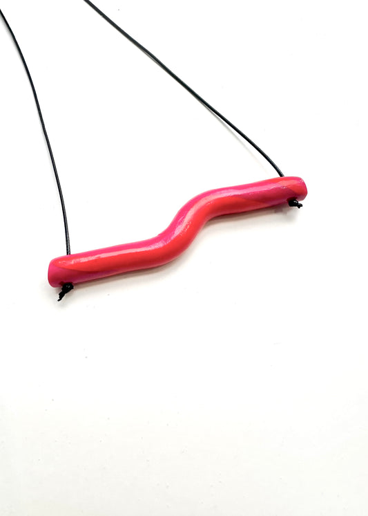 Bare-No-Tools -Necklace *Baby Step *fuchsia & red swirl