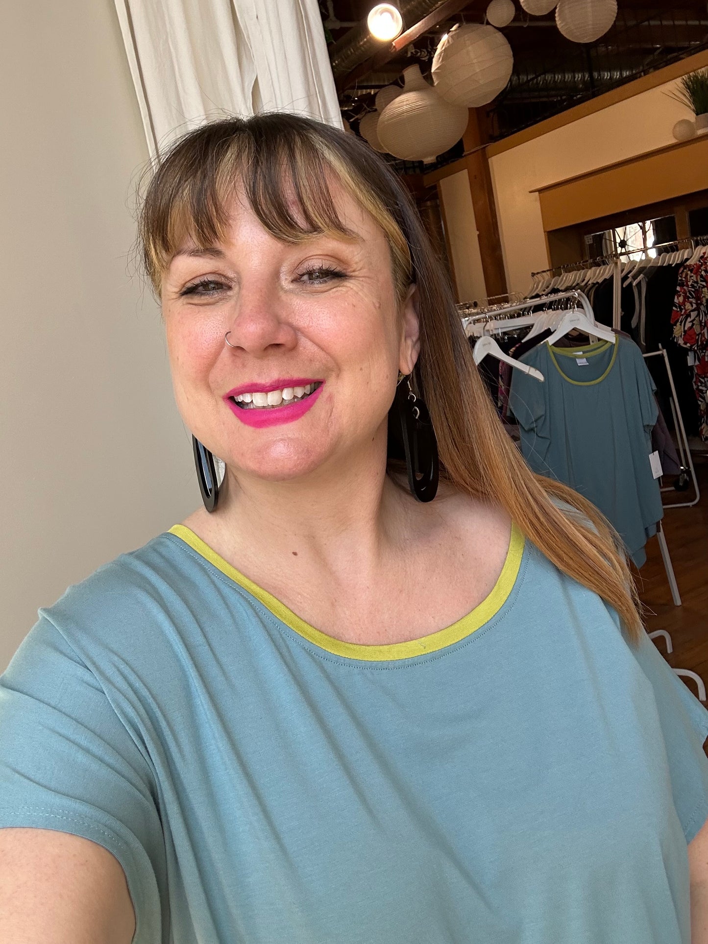 Ann Asymmetric Top -Sky & Chartreuse