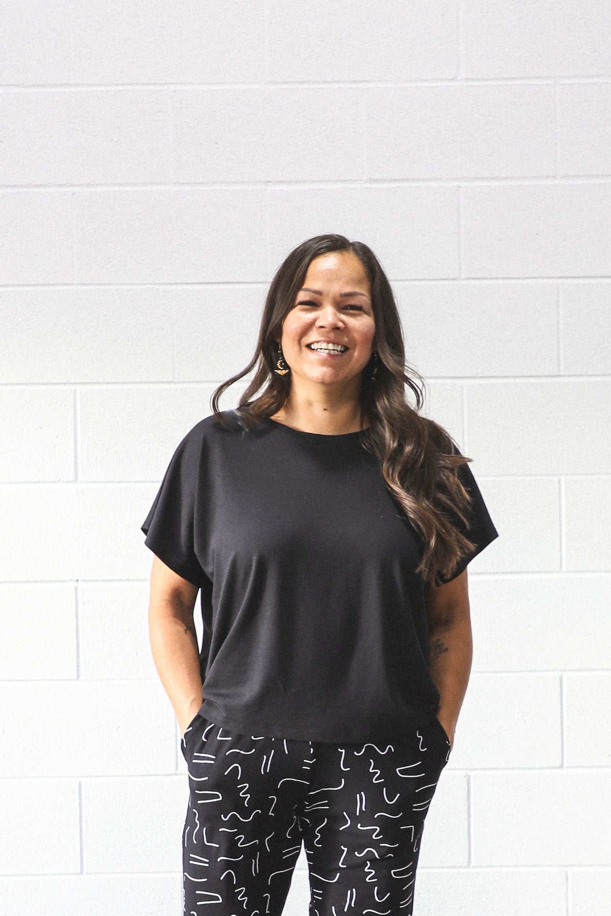 Nita Top -Denim & Black