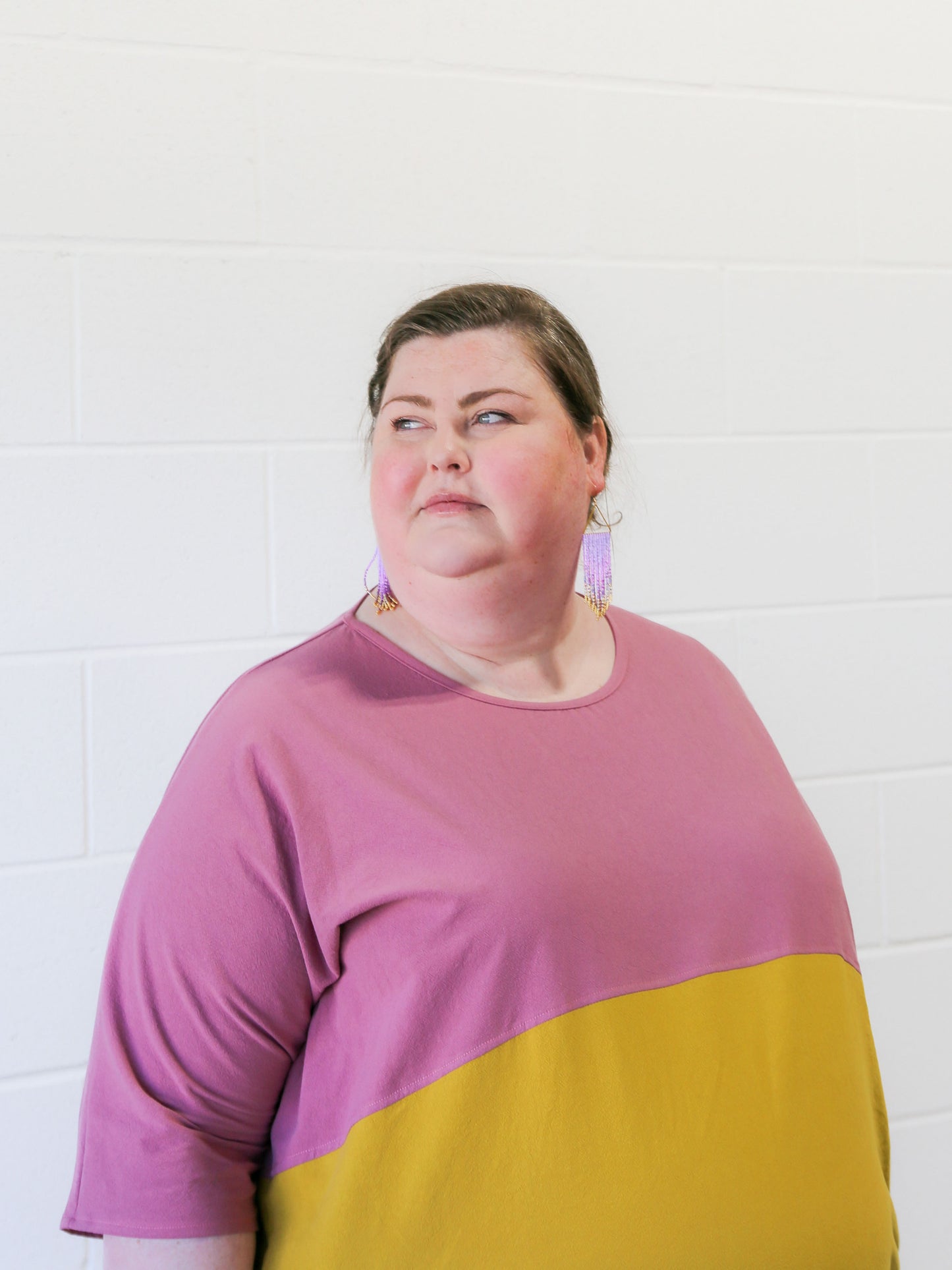 Conny Colour Blocked Dress -Pink & Yellow -A