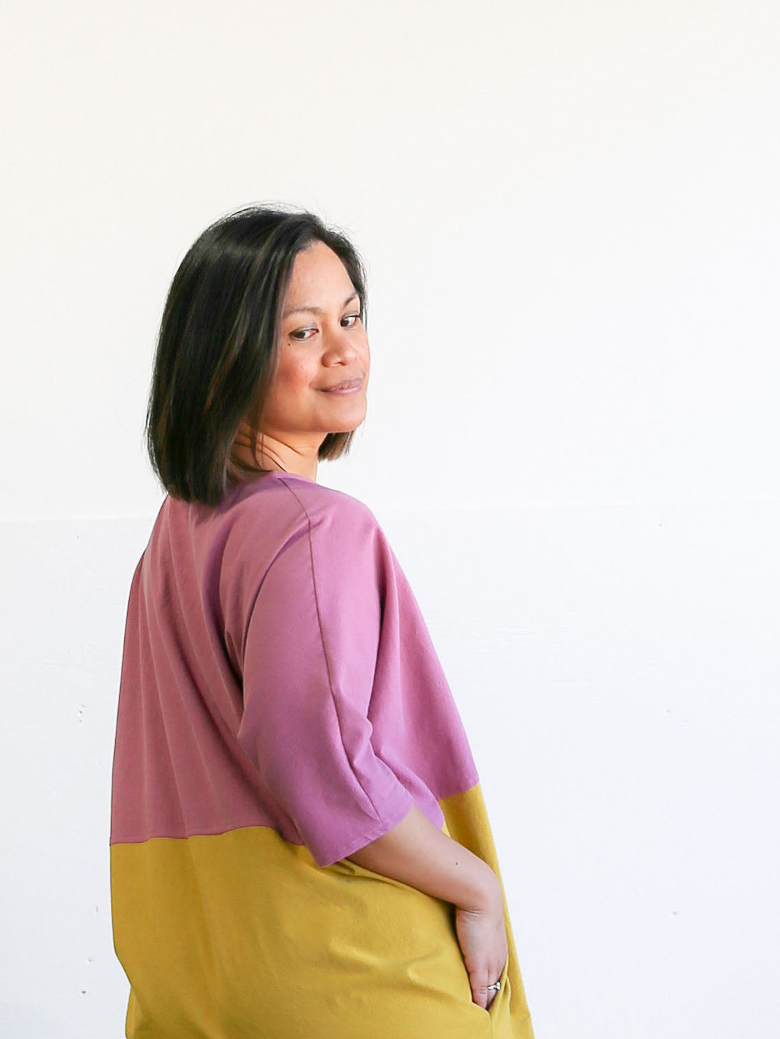 Conny Colour Blocked Dress -Pink & Yellow -A