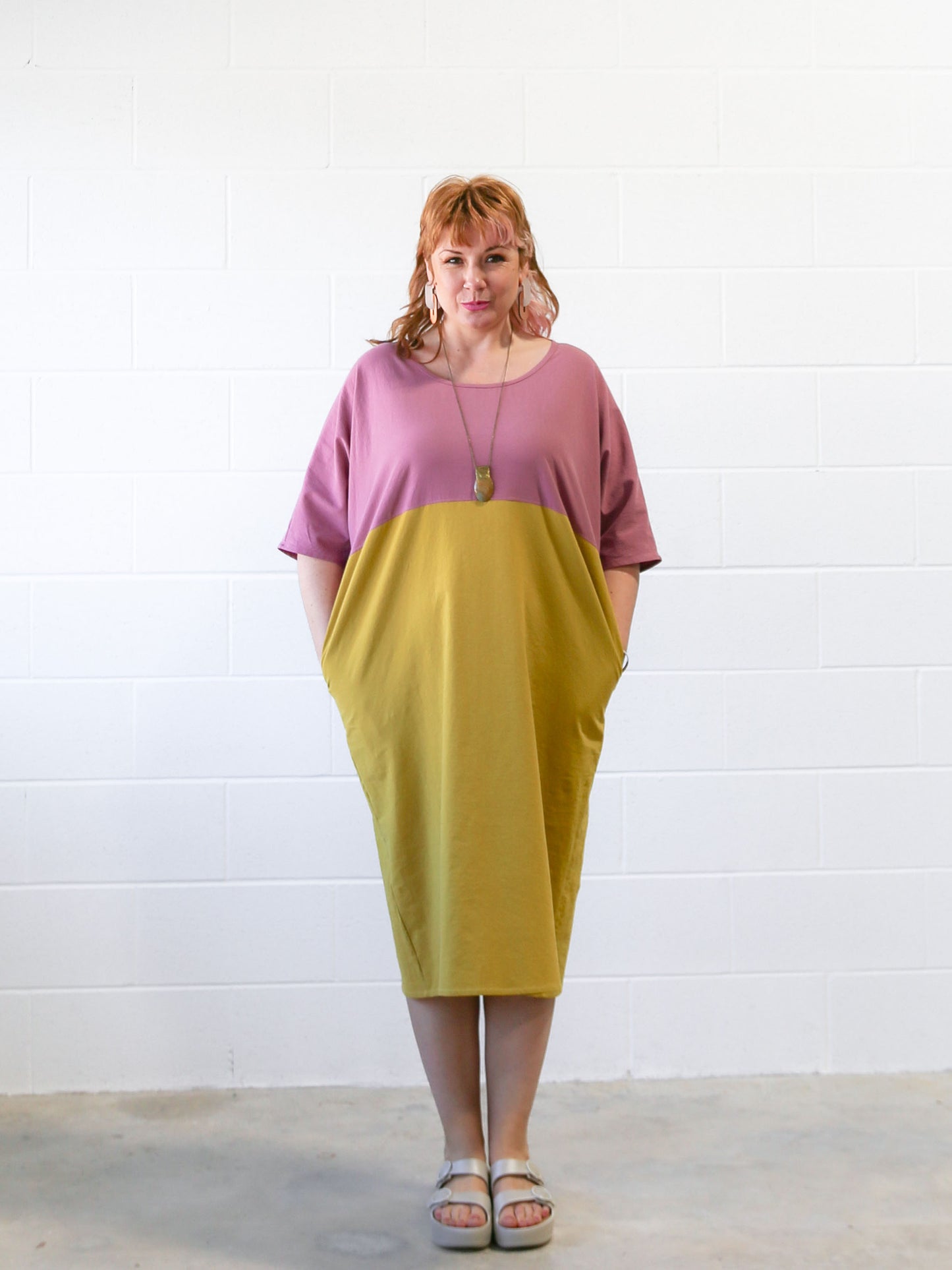 Conny Colour Blocked Dress -Pink & Yellow -A