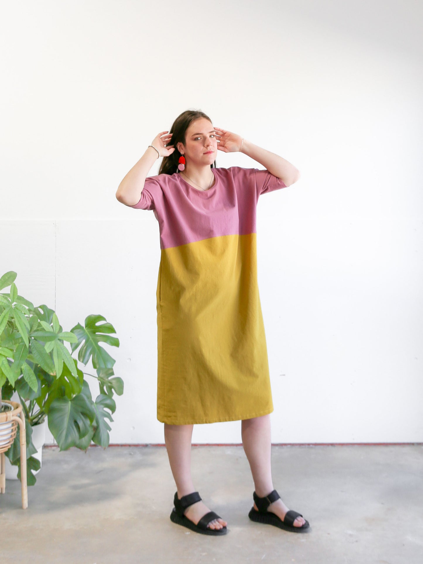 Conny Colour Blocked Dress -Pink & Yellow
