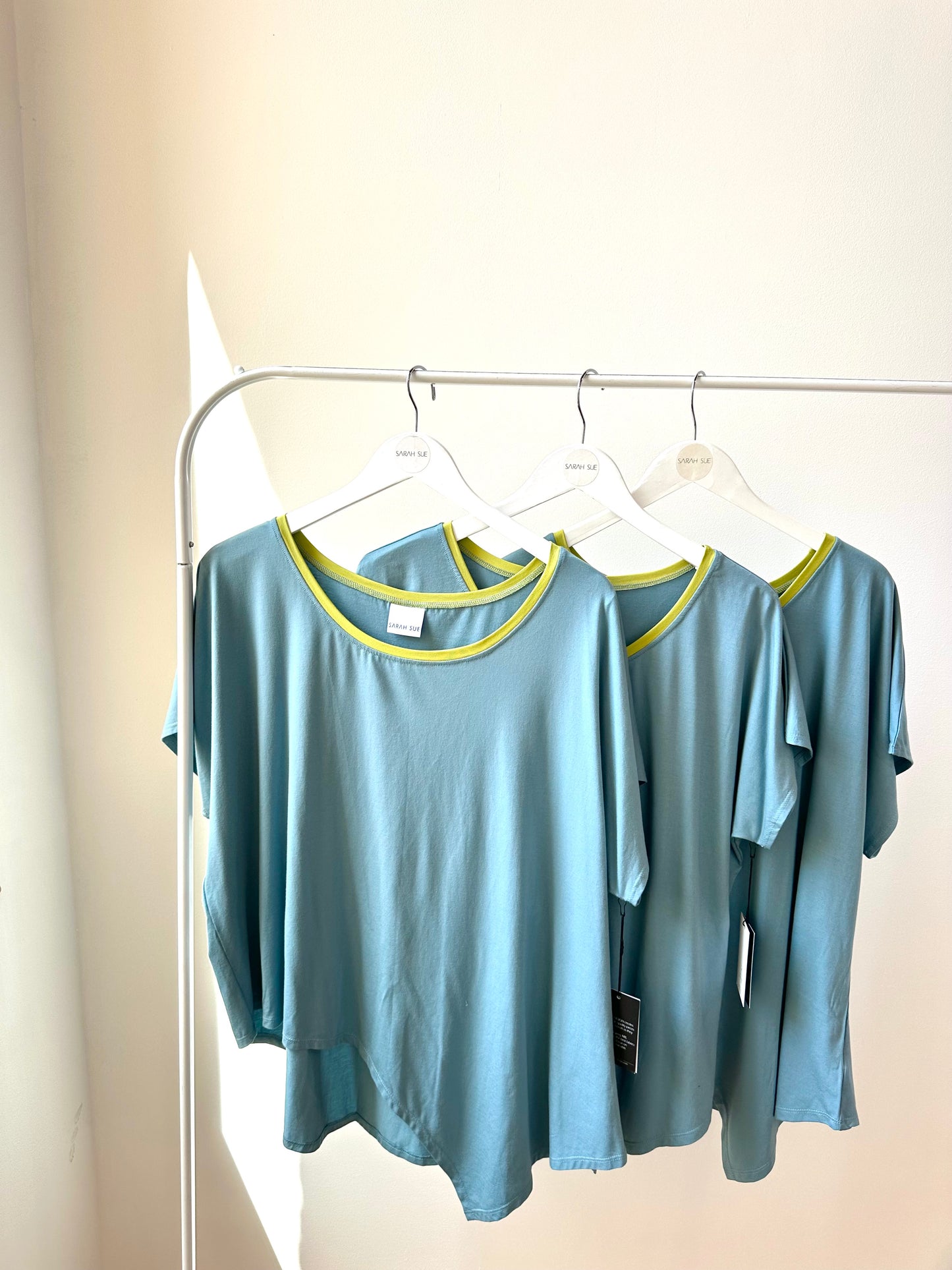 Ann Asymmetric Top -Sky & Chartreuse