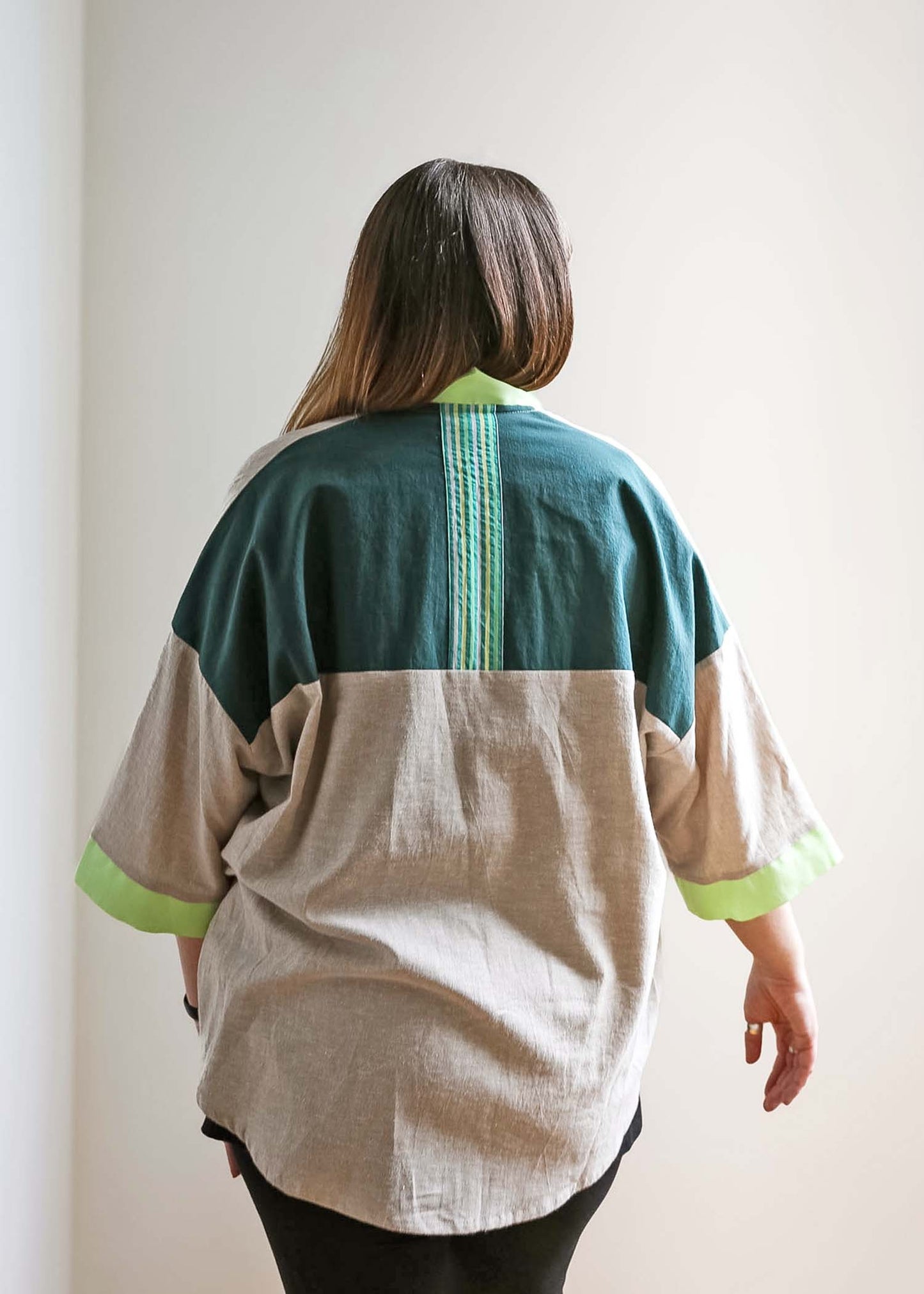 Emily Jacket -Hemp -Sand and Chartreuse