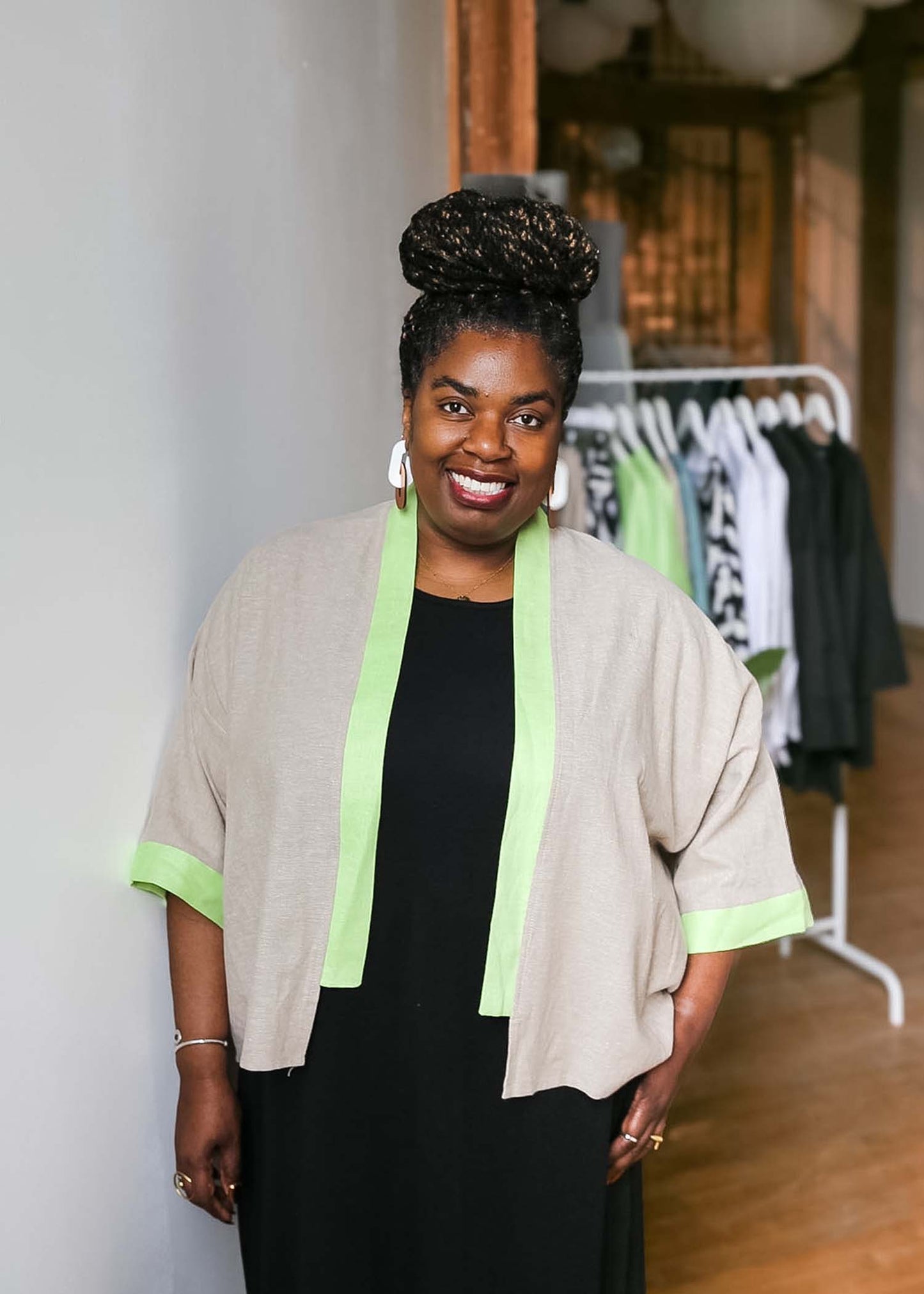 Emily Jacket -Hemp -Sand and Chartreuse