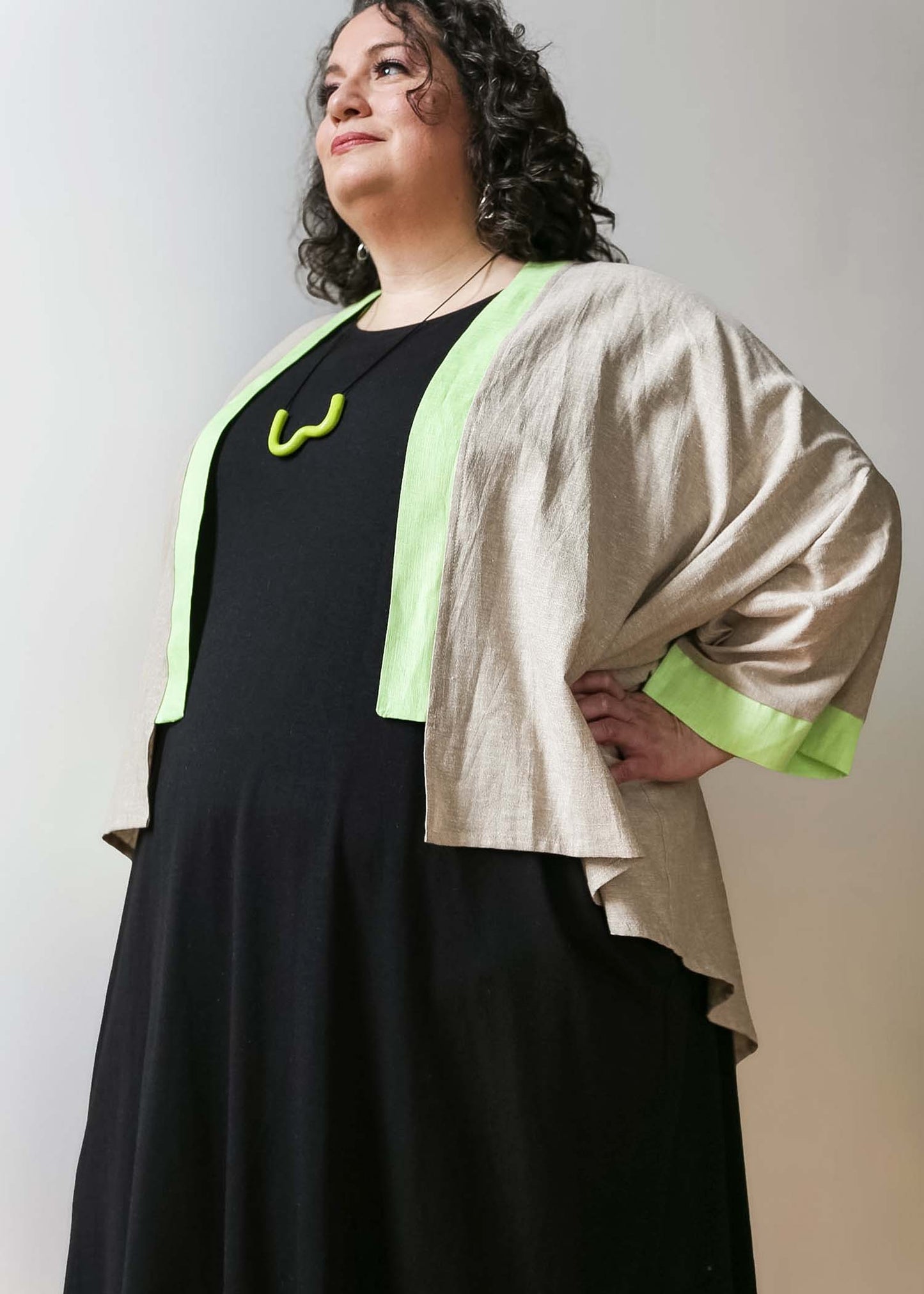 Emily Jacket -Hemp -Sand and Chartreuse